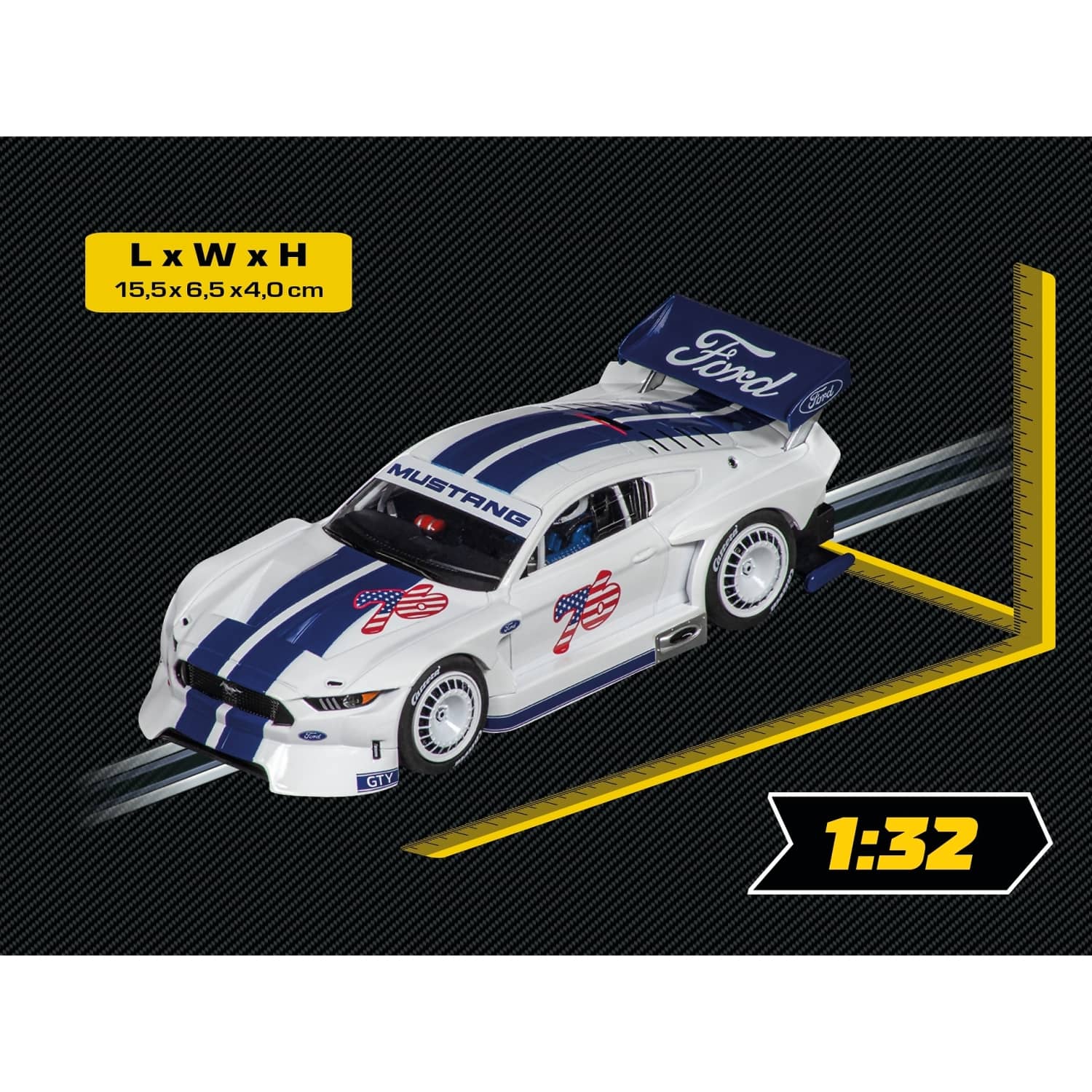 Carrera - Evolution 1:32 - Ford Mustang GTY No.76 - Slot Car Also Suits Scalextric