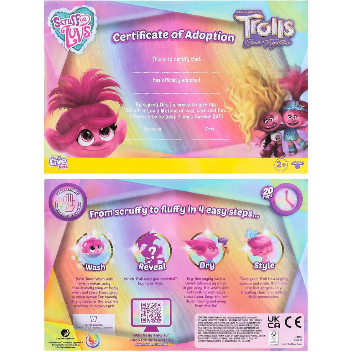 Little Live Pets - Scruff a Luvs Trolls Band Together Reveal. Wash Reveal And Style A Cute Plush Trolls Doll