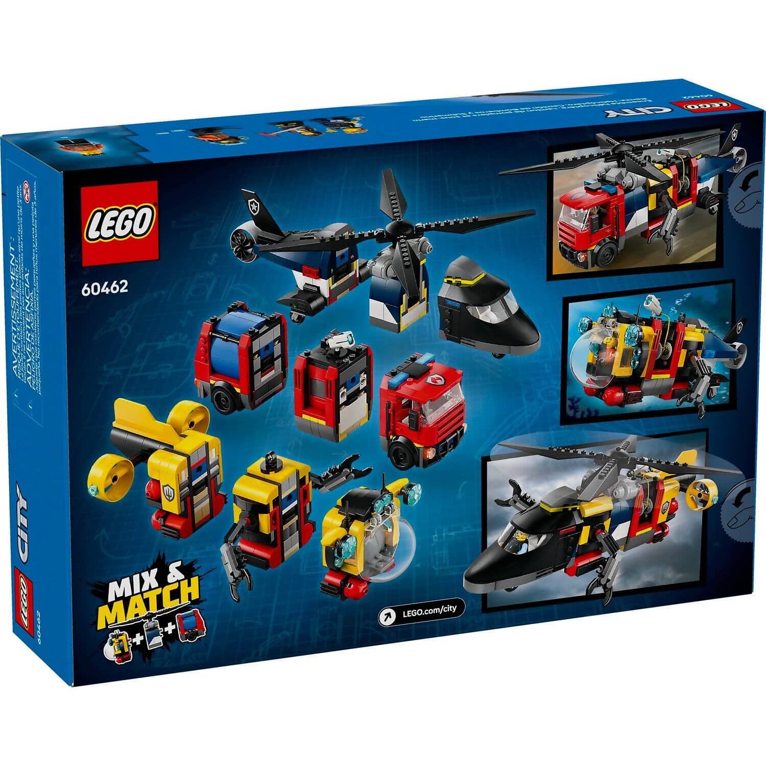 LEGO® 60462 Helicopter Fire Truck & Submarine Remix - City