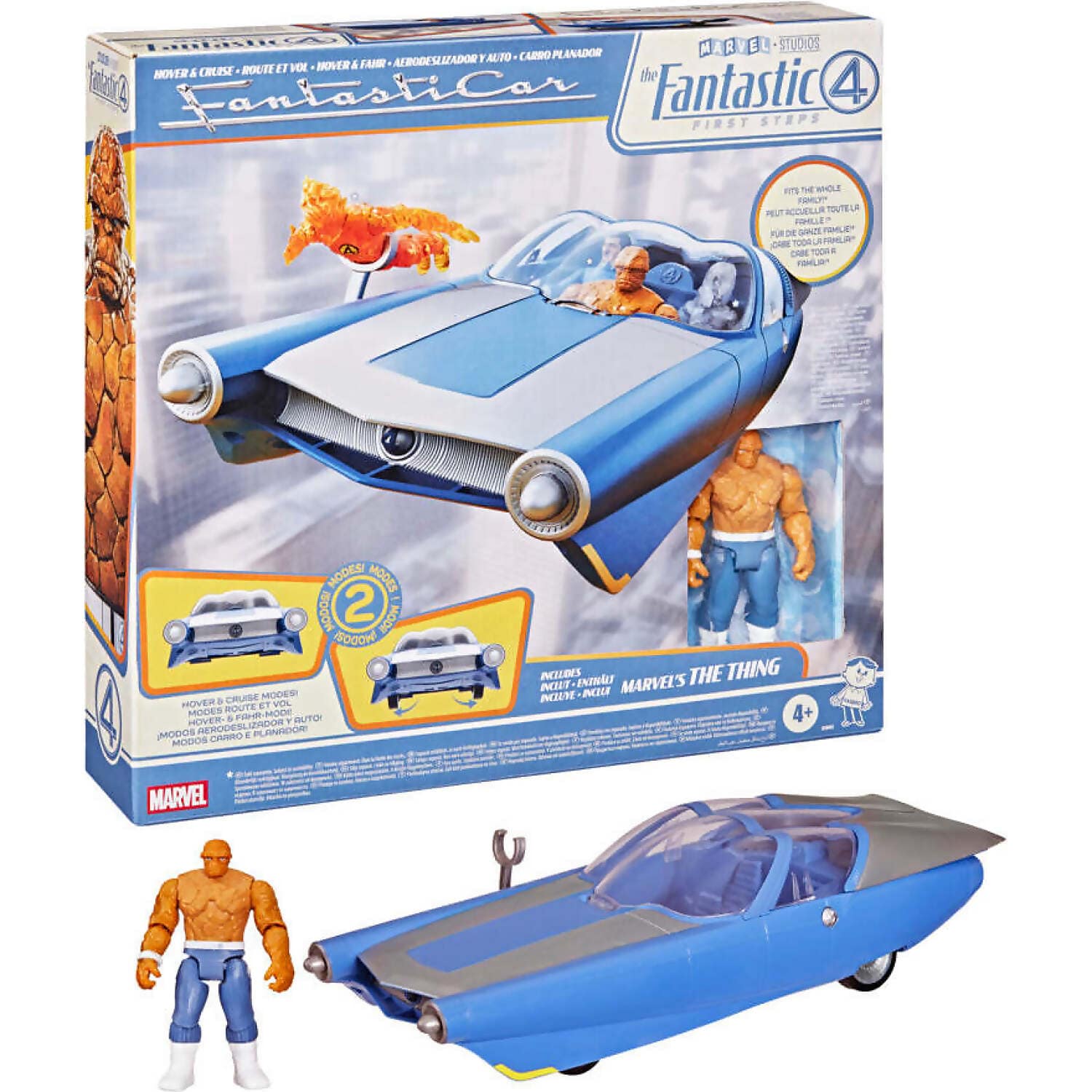 Marvel - Studios - The Fantastic Four: First Steps Hover & Cruise FantastiCar with The Thing Action Figure