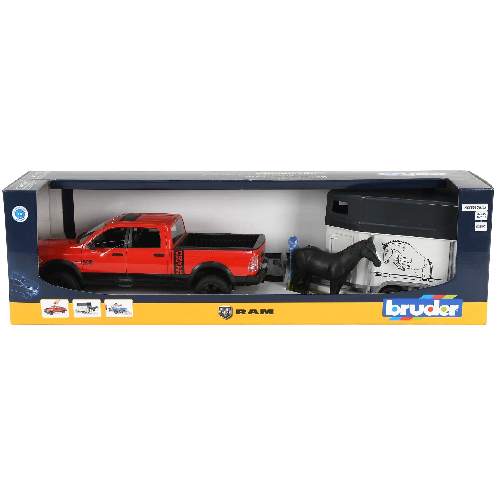 Bruder - RAM 2500 Power Wagon with Horse Trailer and Horse Scale 1:16