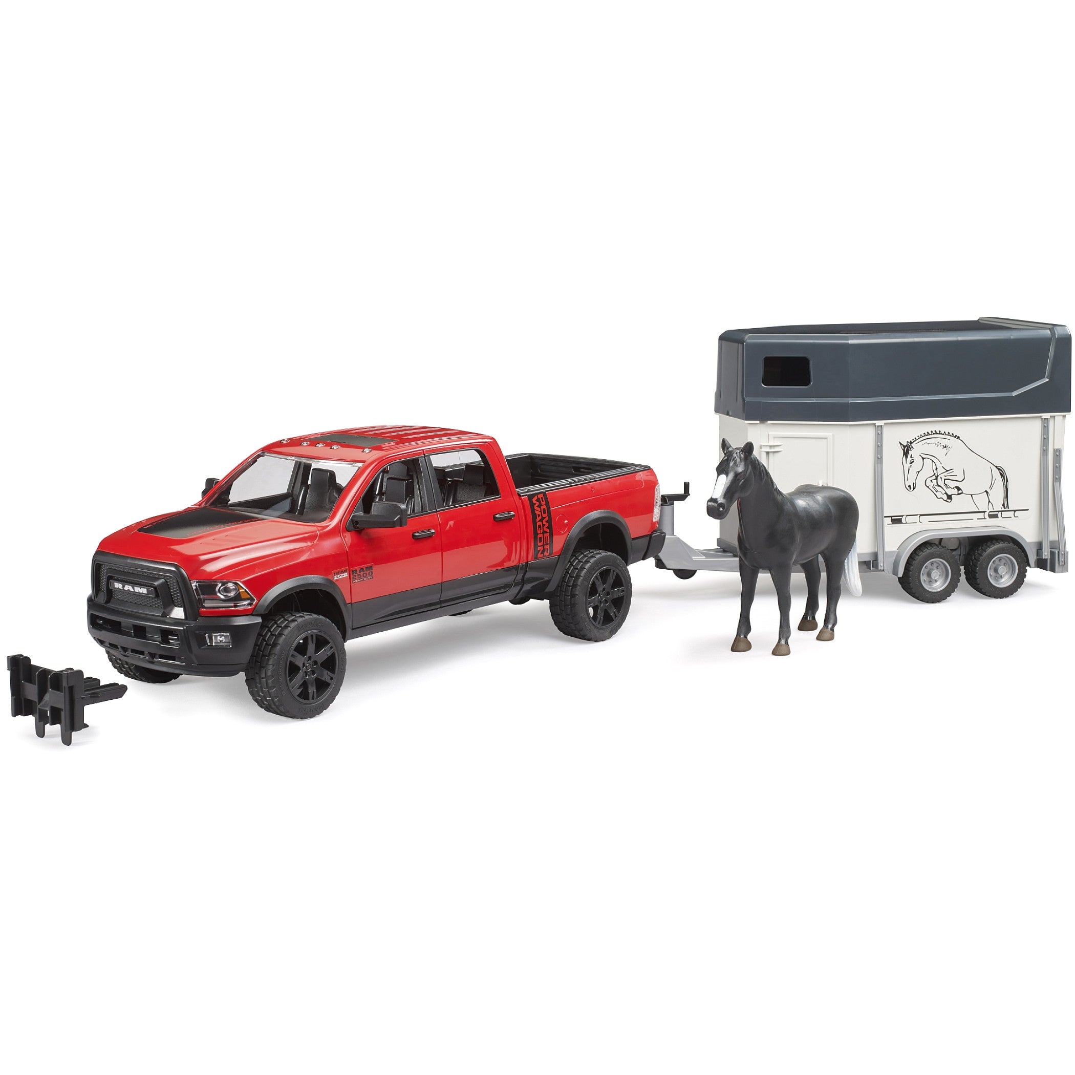 Bruder - RAM 2500 Power Wagon with Horse Trailer and Horse Scale 1:16