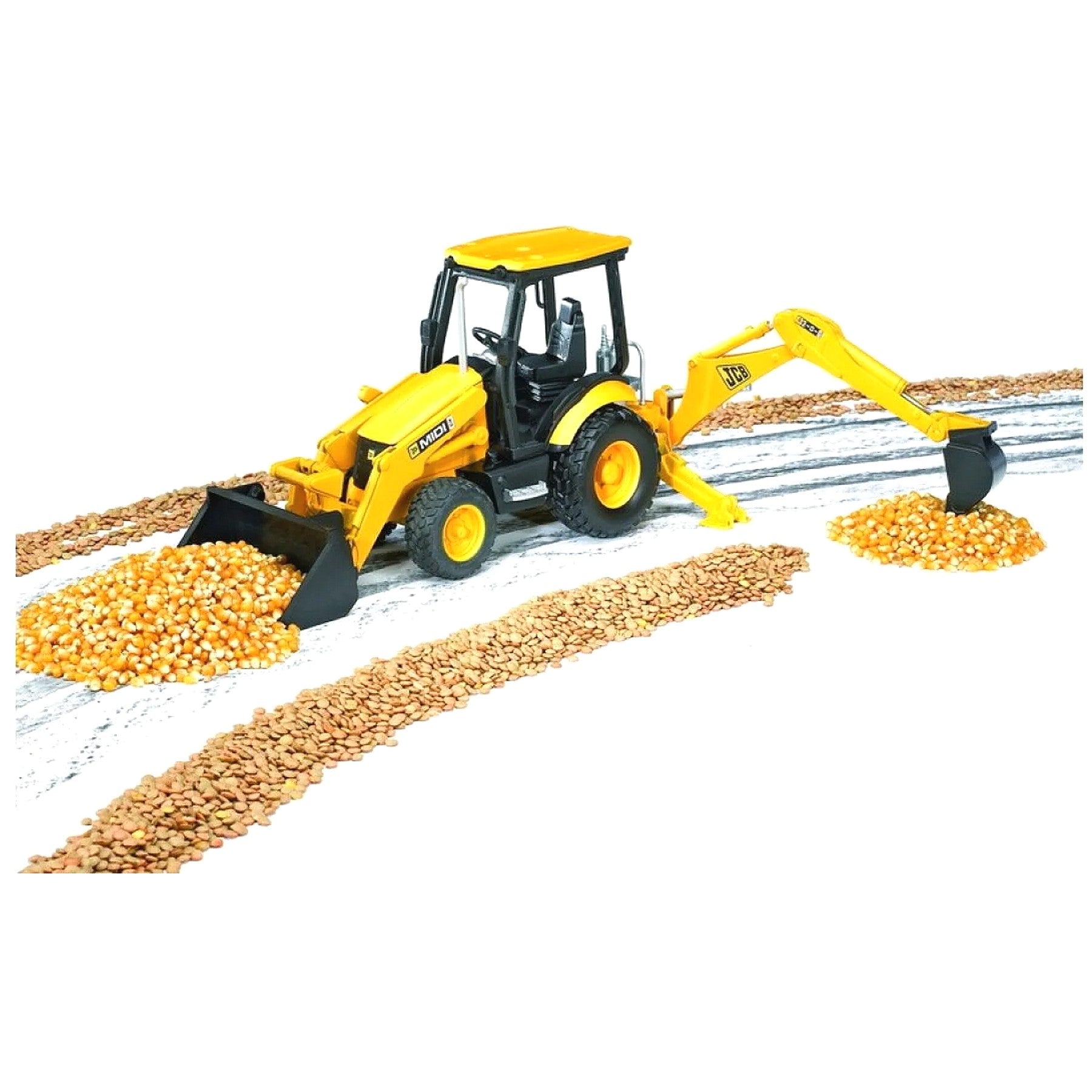 Bruder - MAN Commercial TGA Low Loader Truck with JCB Midi CX Backhoe Loader Scale 1:16