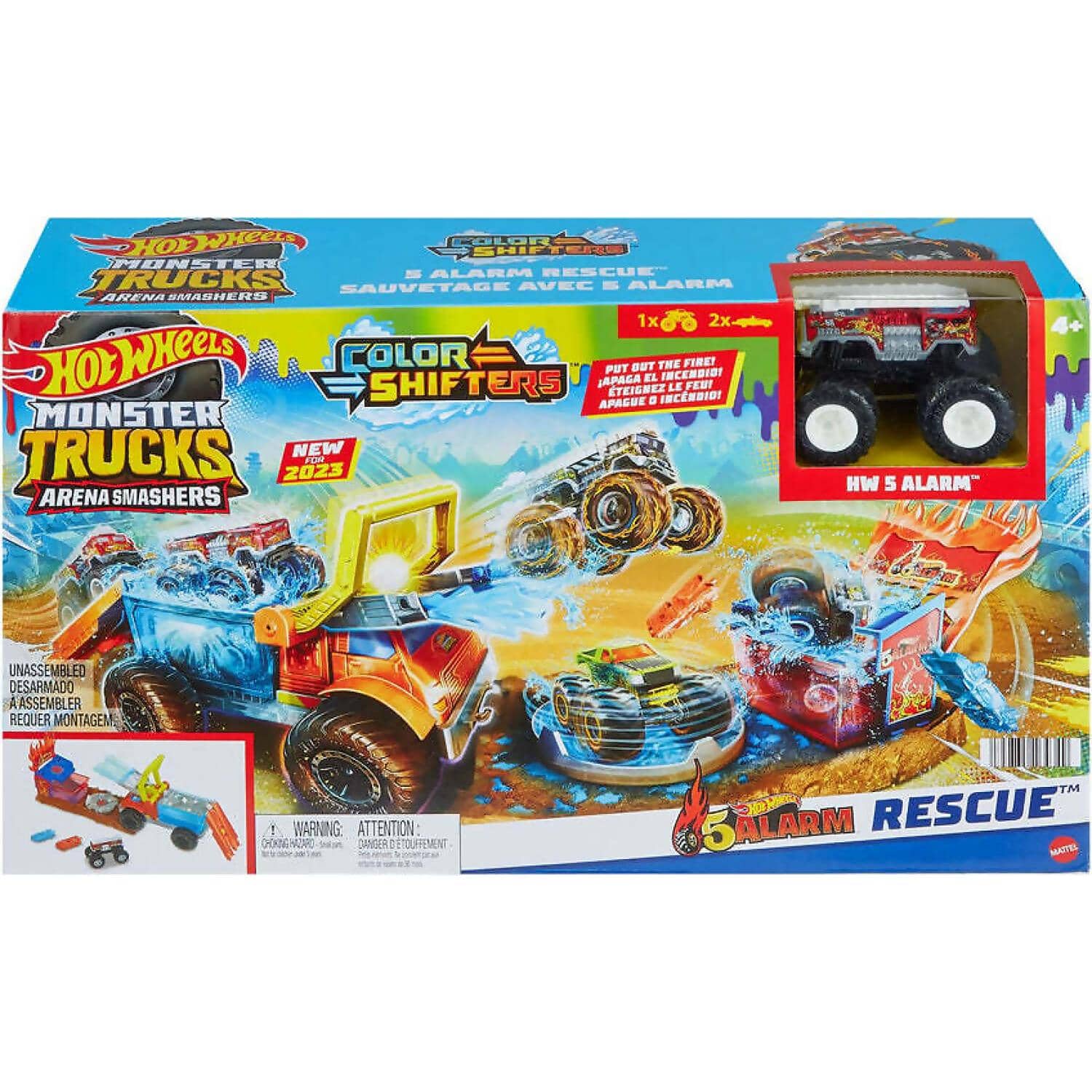 Hot Wheels - Monster Truck 5 Alarm Color Shifter Water Blast Arena - Mattel