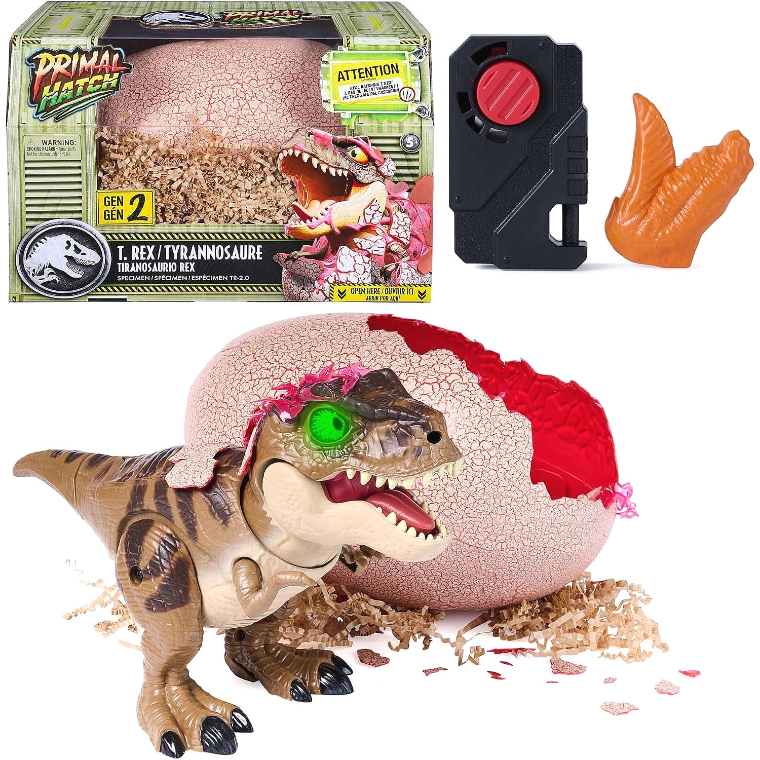 Jurassic World - Primal Hatch Jurassic Gen 2 Interactive Dinosaur & Egg - Spin Master