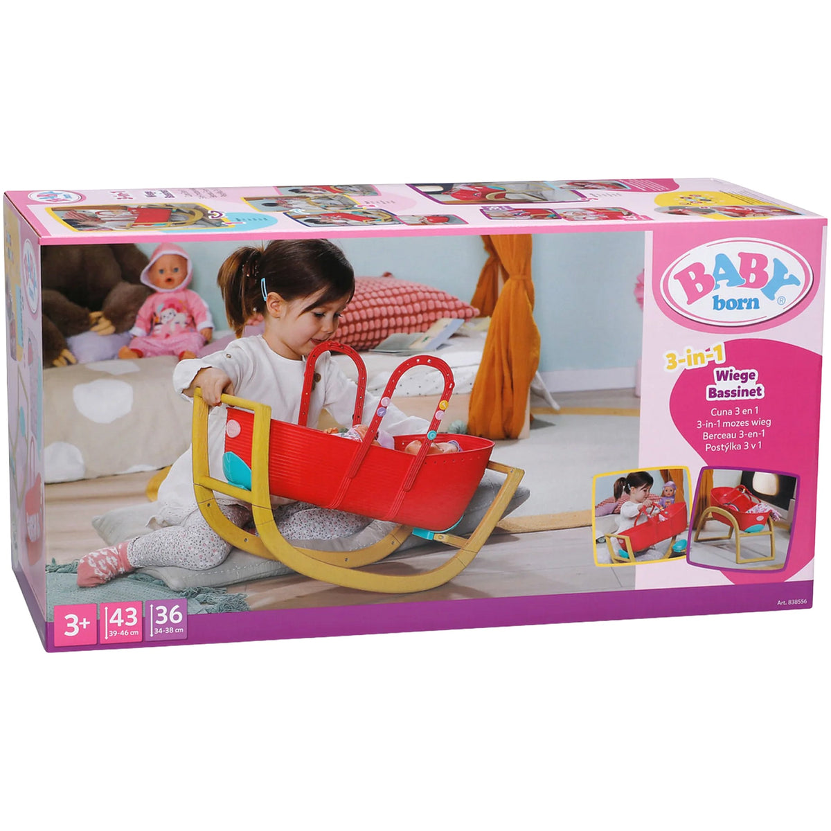 BABY born - 3-in-1 Doll Bassinet with Pinplay