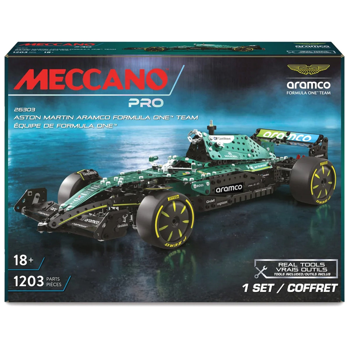 Meccano - Pro Aston Martin Aramco Formula One Race Car 1203 Pieces 1:8 Scale Model 26303