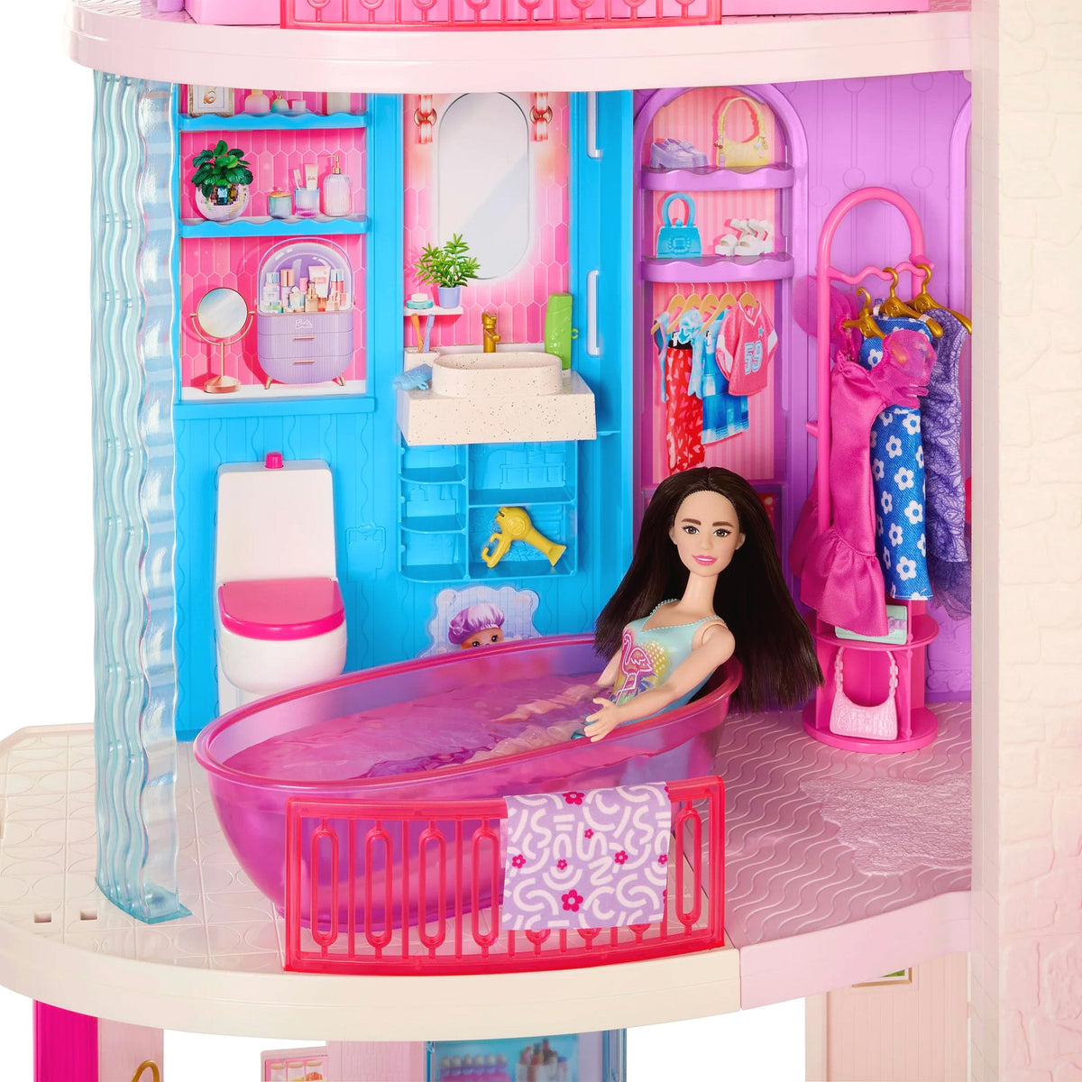 Barbie - Dream Land DreamHouse Dollhouse 2026 2 Pools 2 Slides 2 Houses Elevator with 3 Levels & 65+ Pieces Including Furniture & Accessories - Mattel