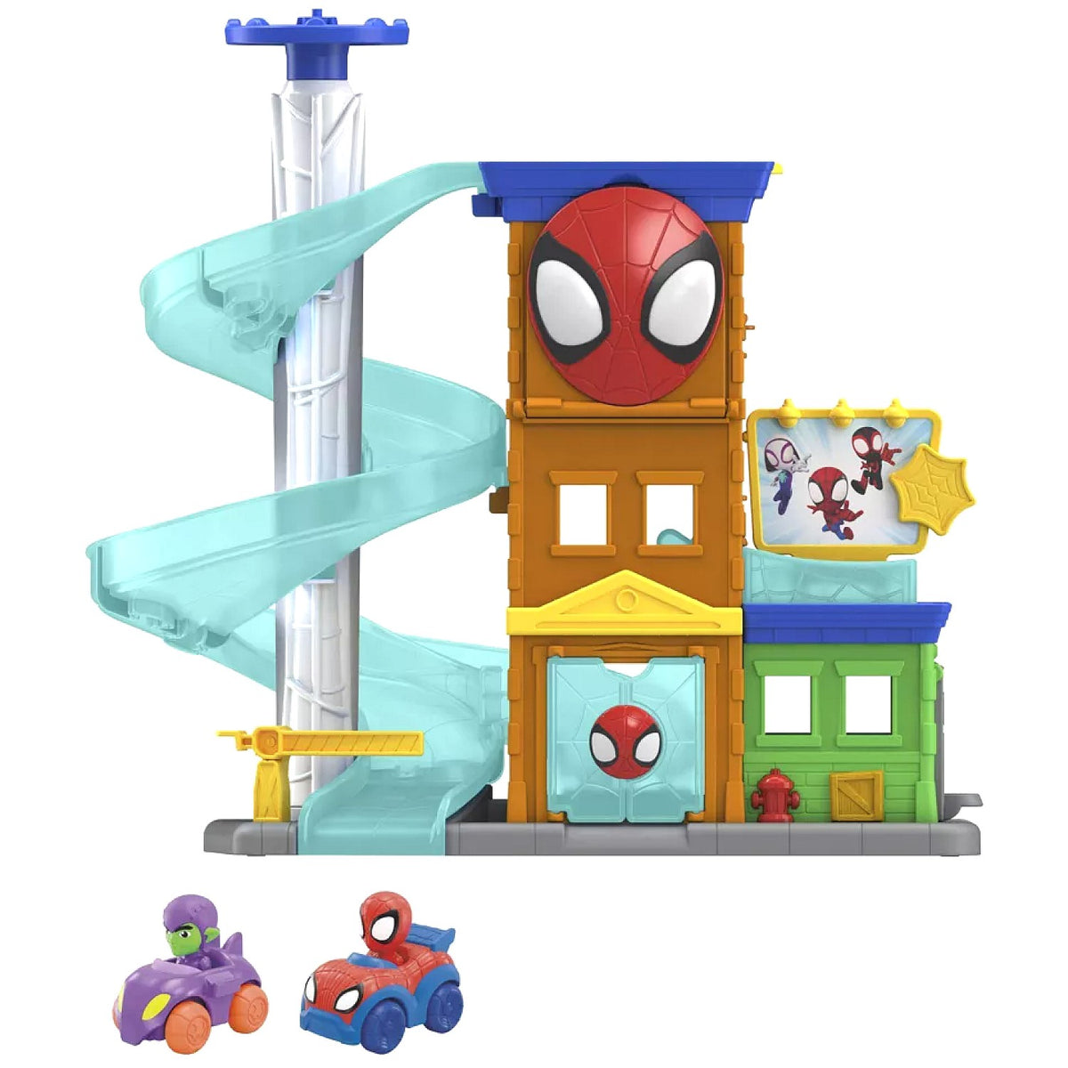 Marvel - Spidey and His Amazing Friends SuperRollers Webcity Playset Action Figure - Hasbro