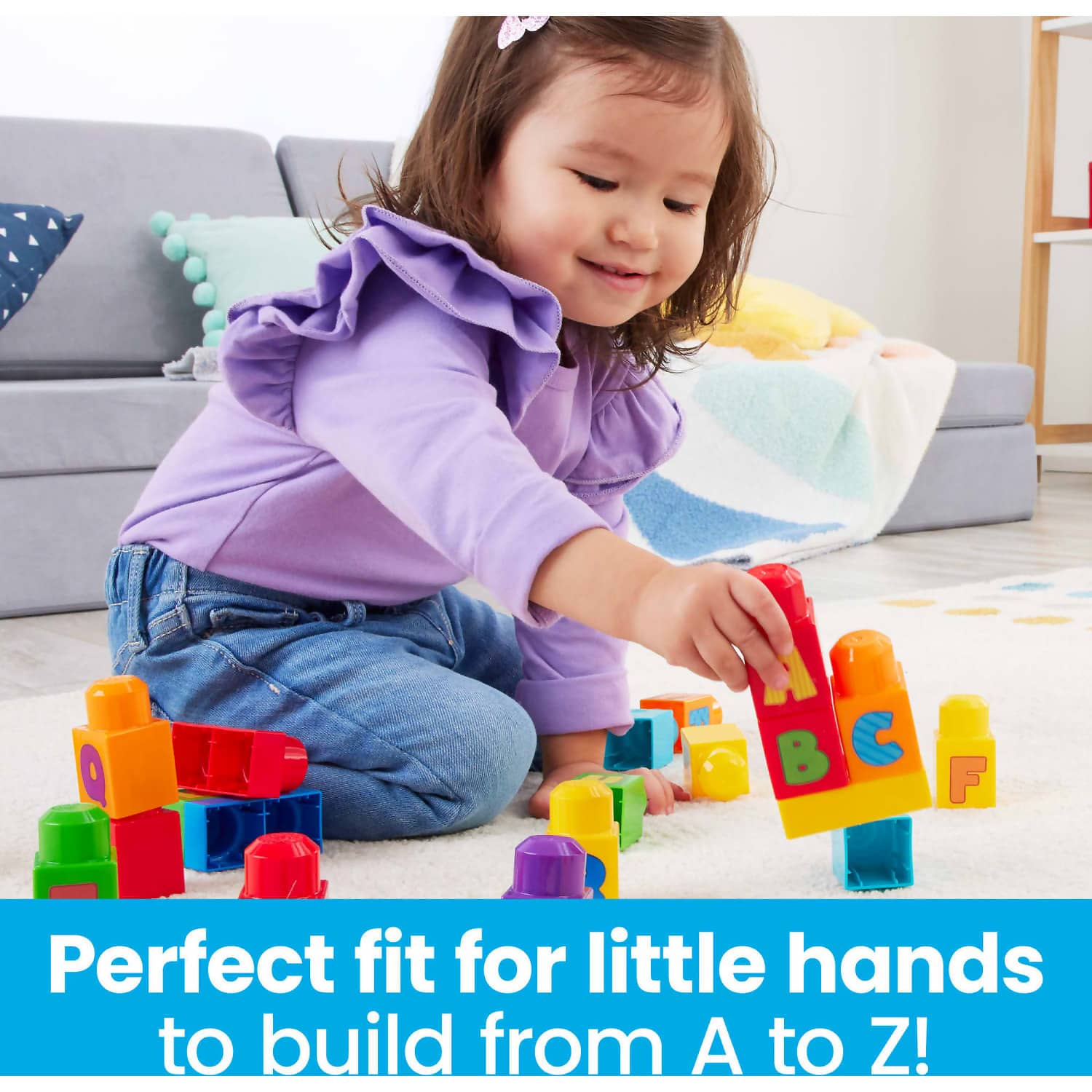 Fisher-price - Mega Bloks Abc Building Bag Block Toy With Storage 30 Pieces For Toddler