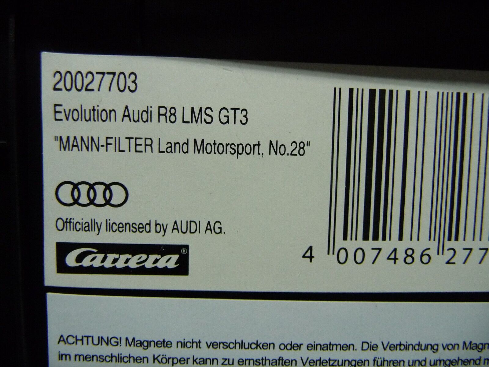Carrera - Evolution 1:32 - AUDI R8 LMS GT3 MANN FILTER land MS No.28 - Slot Car Also Suits Scalextric