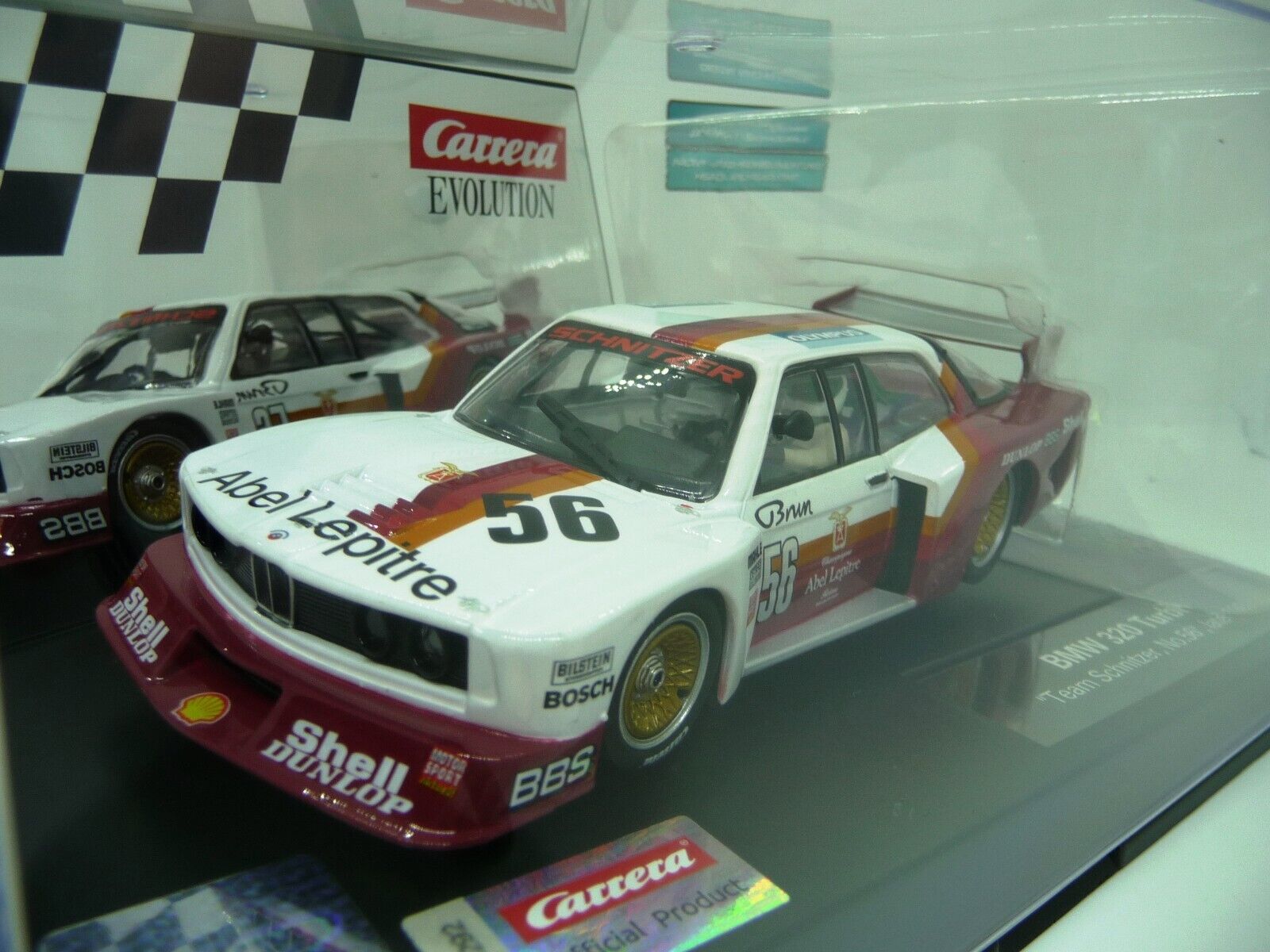Carrera - Evolution 1:32 - BMW 320 Turbo Team Schnitzer No56 Late 1980 - Slot Car Also Suits Scalextric