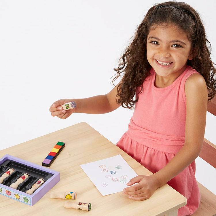 Melissa & Doug - Wooden Stamp Set - Happy Handles