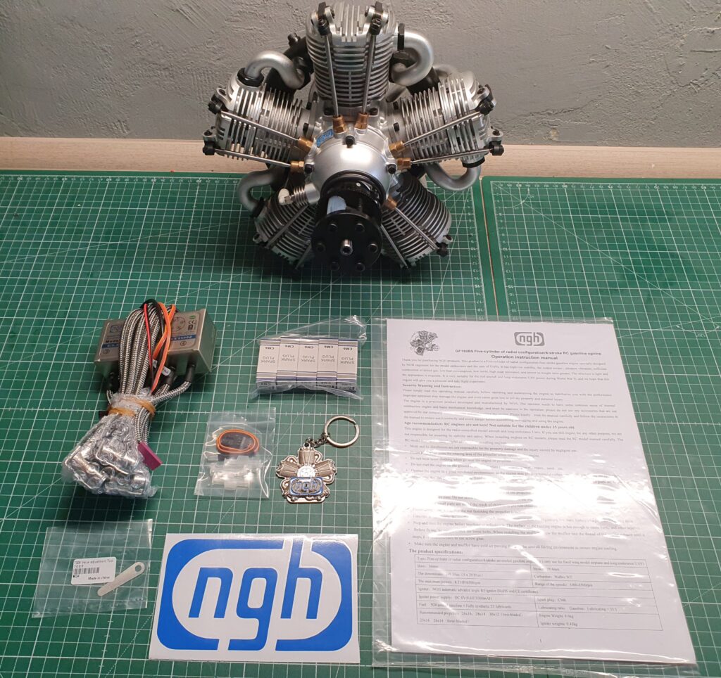 NGH - 150cc 4 Stroke 5 Cylinder Radial Gas Engine with Electronic Ignition including exhaust collector ring