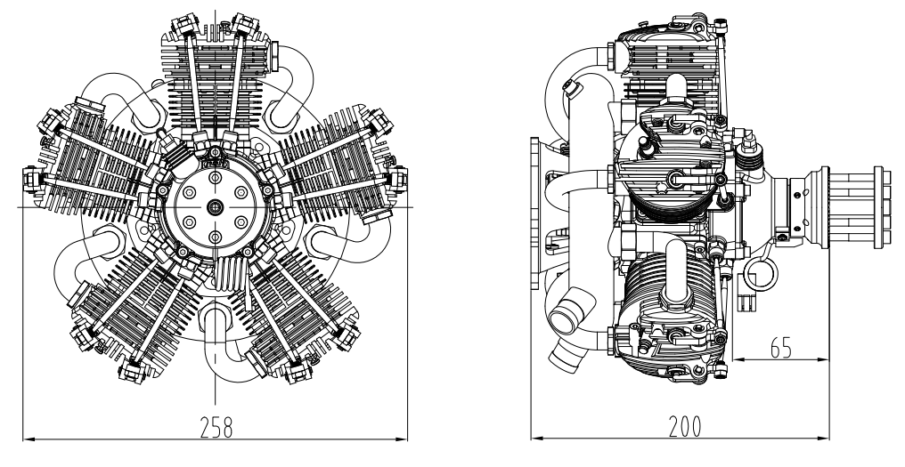 NGH - 150cc 4 Stroke 5 Cylinder Radial Gas Engine with Electronic Ignition including exhaust collector ring