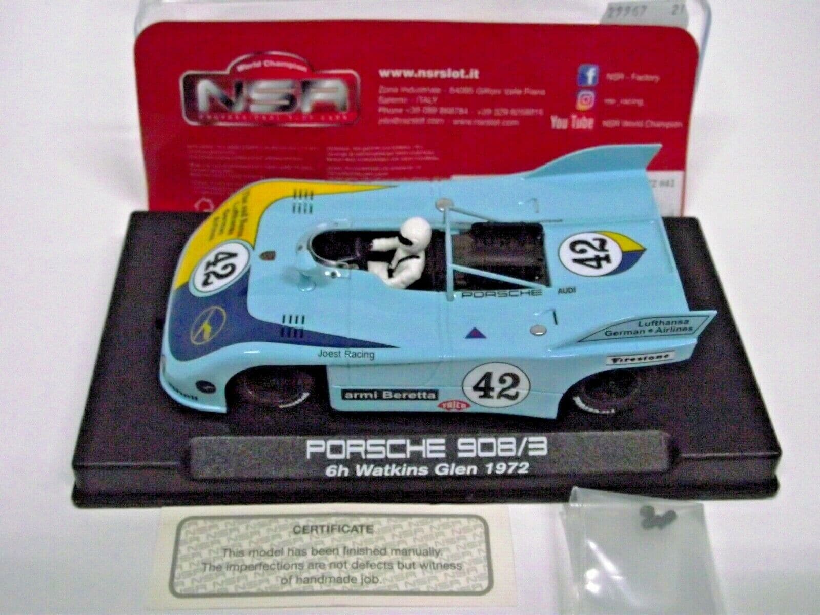 NSR - 1:32 0104 Porsche 908/3 Watkins Glen 6h 1972 No.42 slot car also suits scalextric/carrera