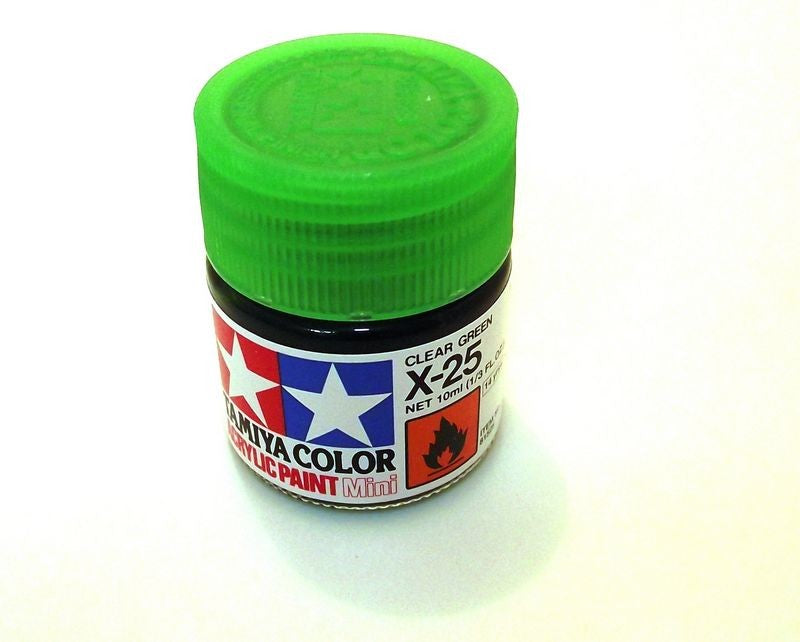 X-25 TAMIYA ACRYLIC PAINT CLEAR GREEN (GLOSS)