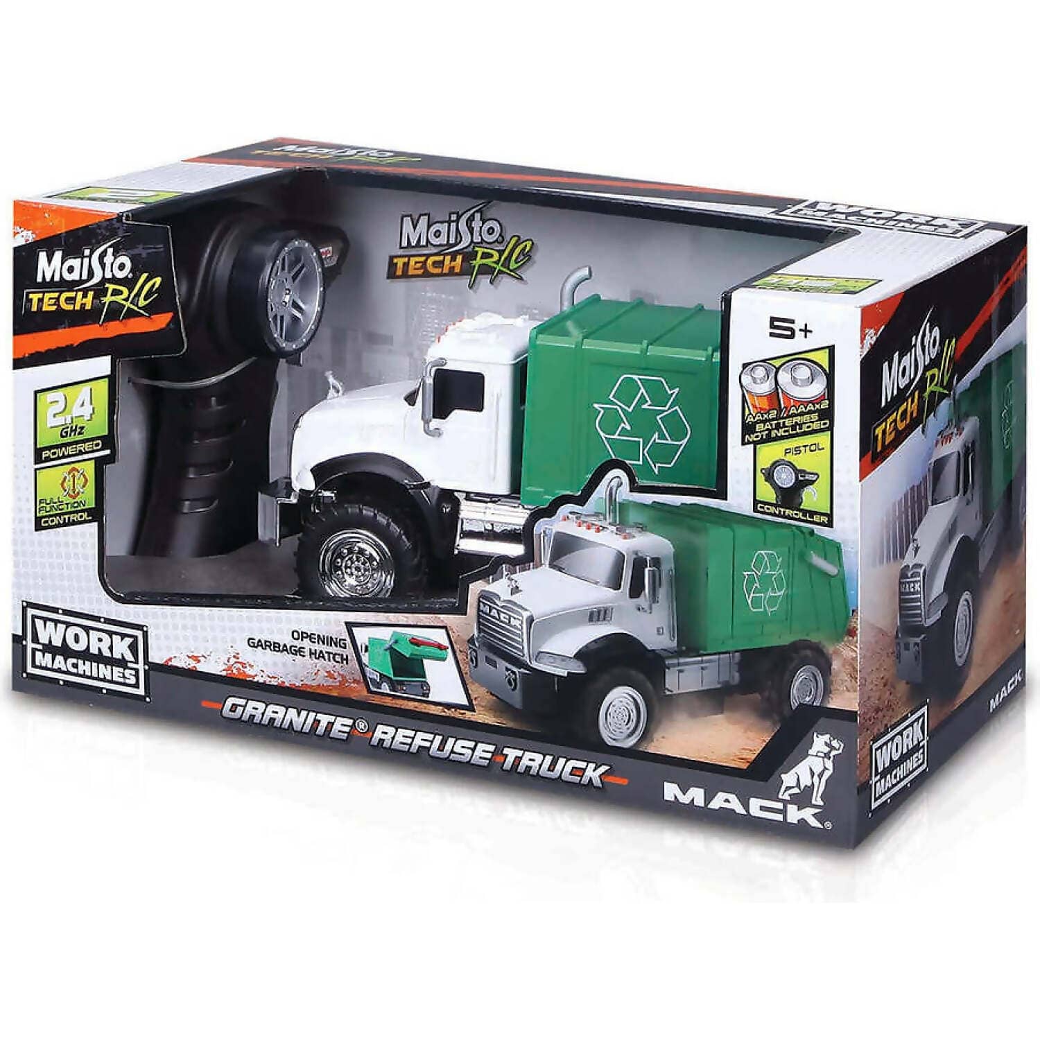 Maisto - Tech RC Work Machines Mack Granite Refuse Truck 2.4ghz
