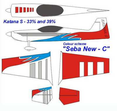 KRILL AIRCRAFT AUSTRALIA -  KATANA 39% SEBA-C Red/Blue/White Clear Canopy