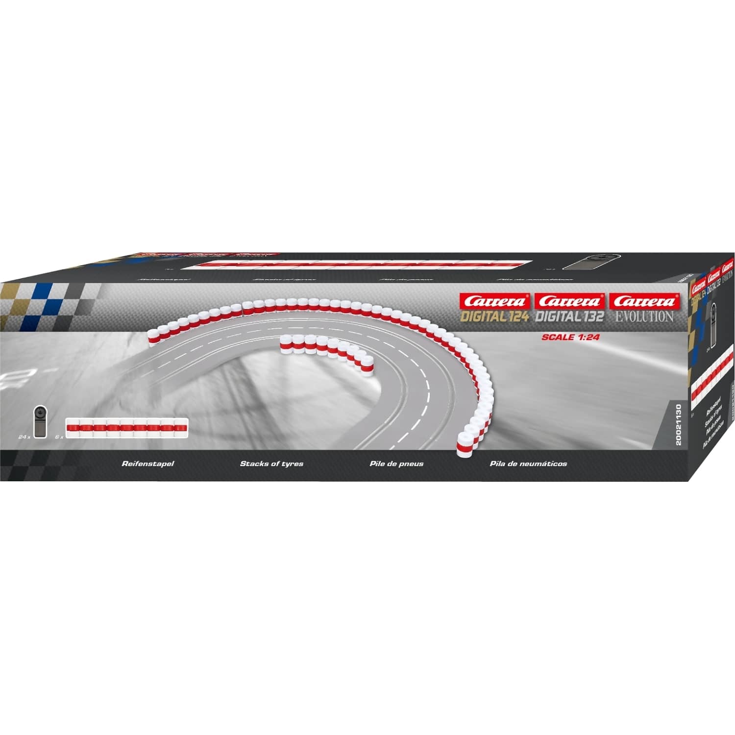 Carrera - Digital 1:32 - Tyre Stacks Wall - Slot Car Track Accessories Also Suits 1:24