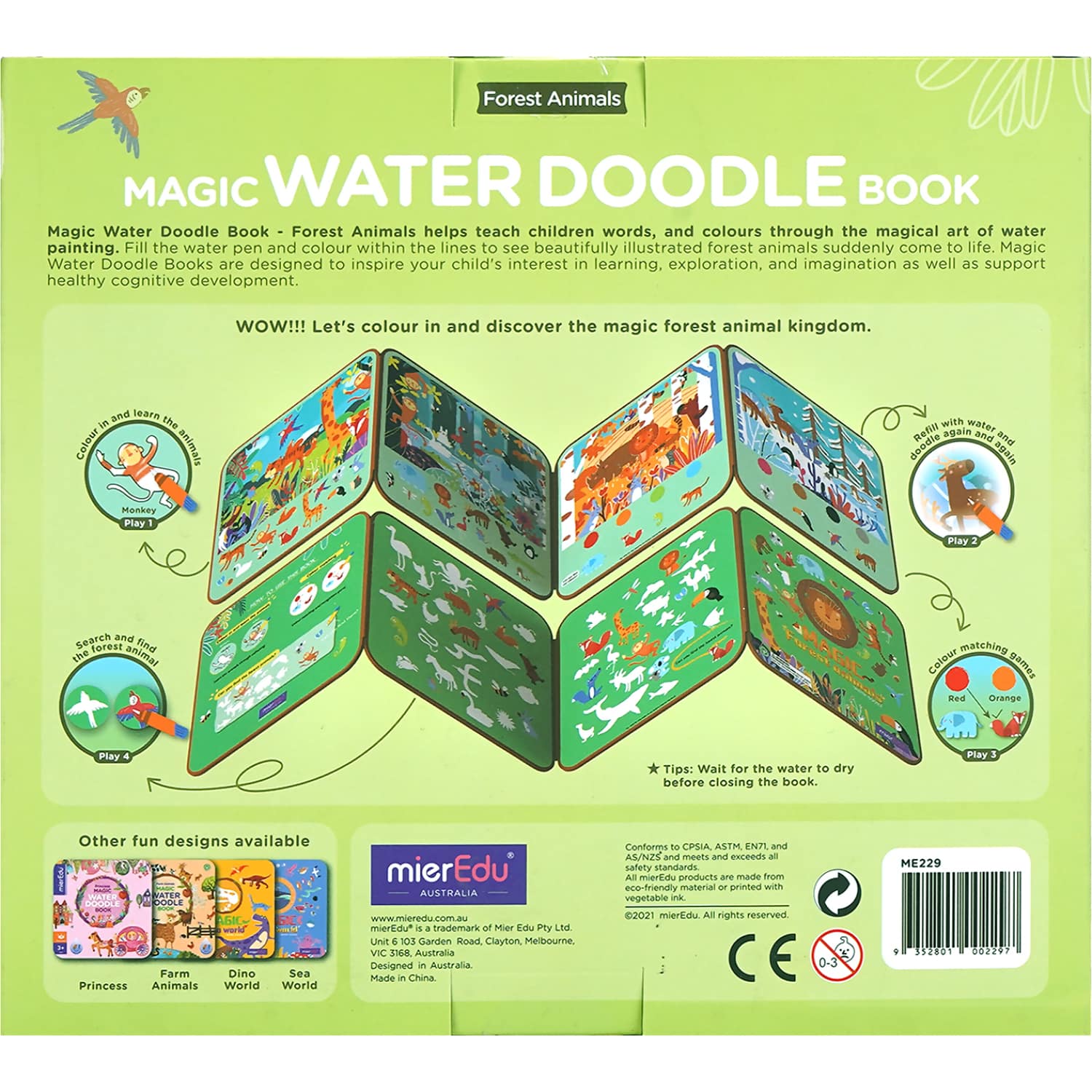 Mieredu - Magic Water Doodle Book Forest Animals