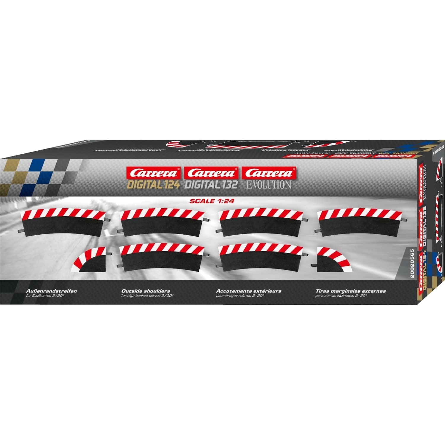 Carrera - Digital 1:32 Accessories - Outside Shoulder for high banked curve 2/30 (6) end piece (2) - Slot Car Track Accessories Also Suits 1:24 & Evolution