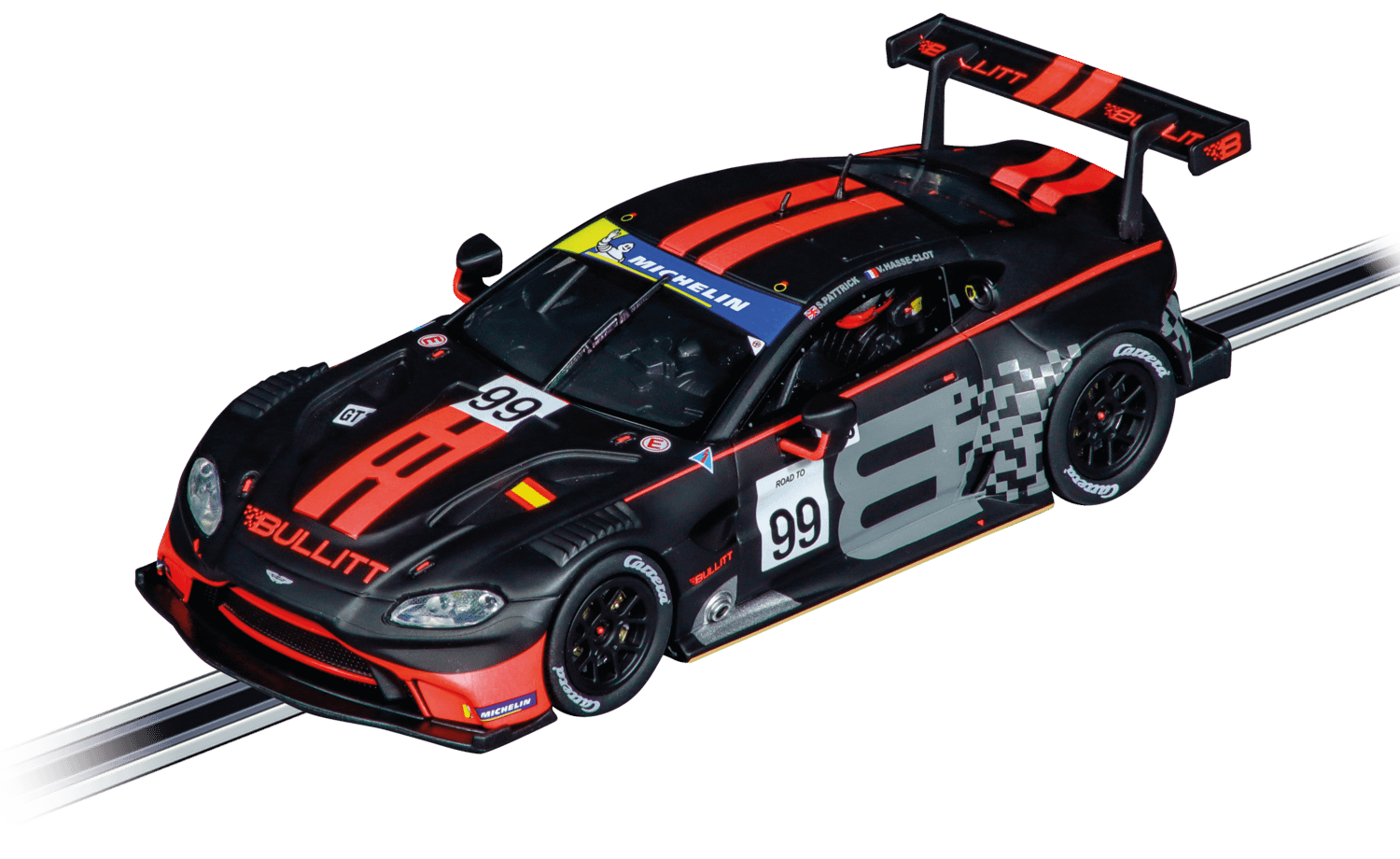 Carrera - Evolution 1:32 - Aston-Martin Vantage GT3 Bullitt Racing No.99 Slot Car - Slot Car Also Suits Scalextric