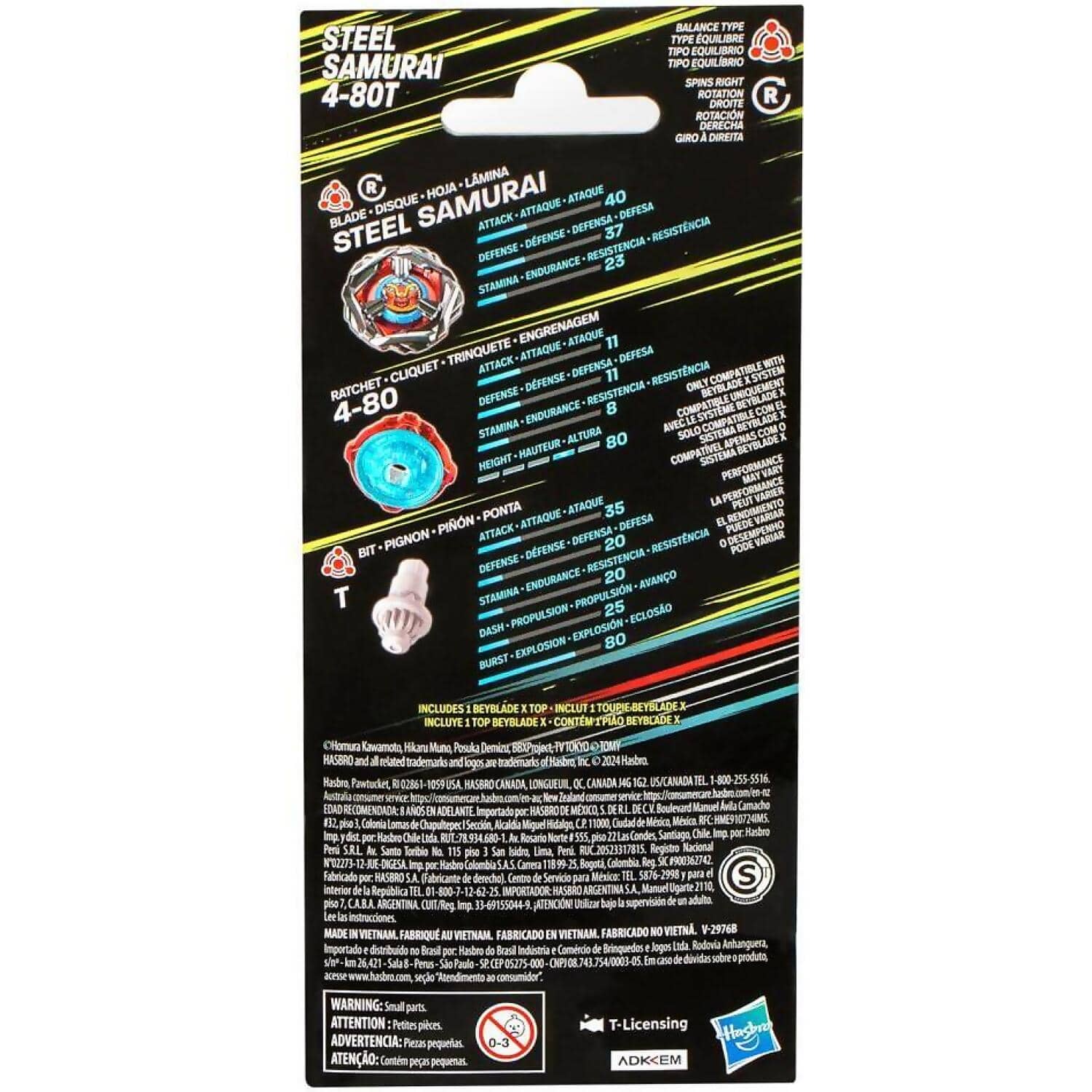 Beyblade X - Steel Samurai 4-80T Booster Pack Set With Balance Type Top