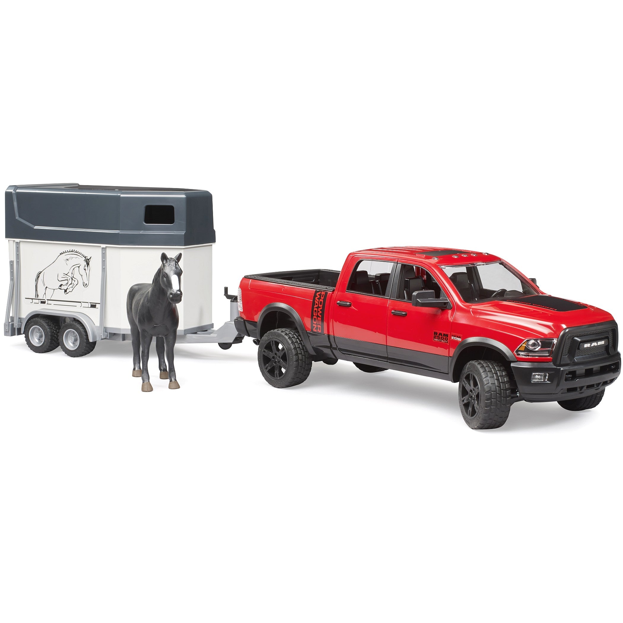 Bruder - RAM 2500 Power Wagon with Horse Trailer and Horse Scale 1:16