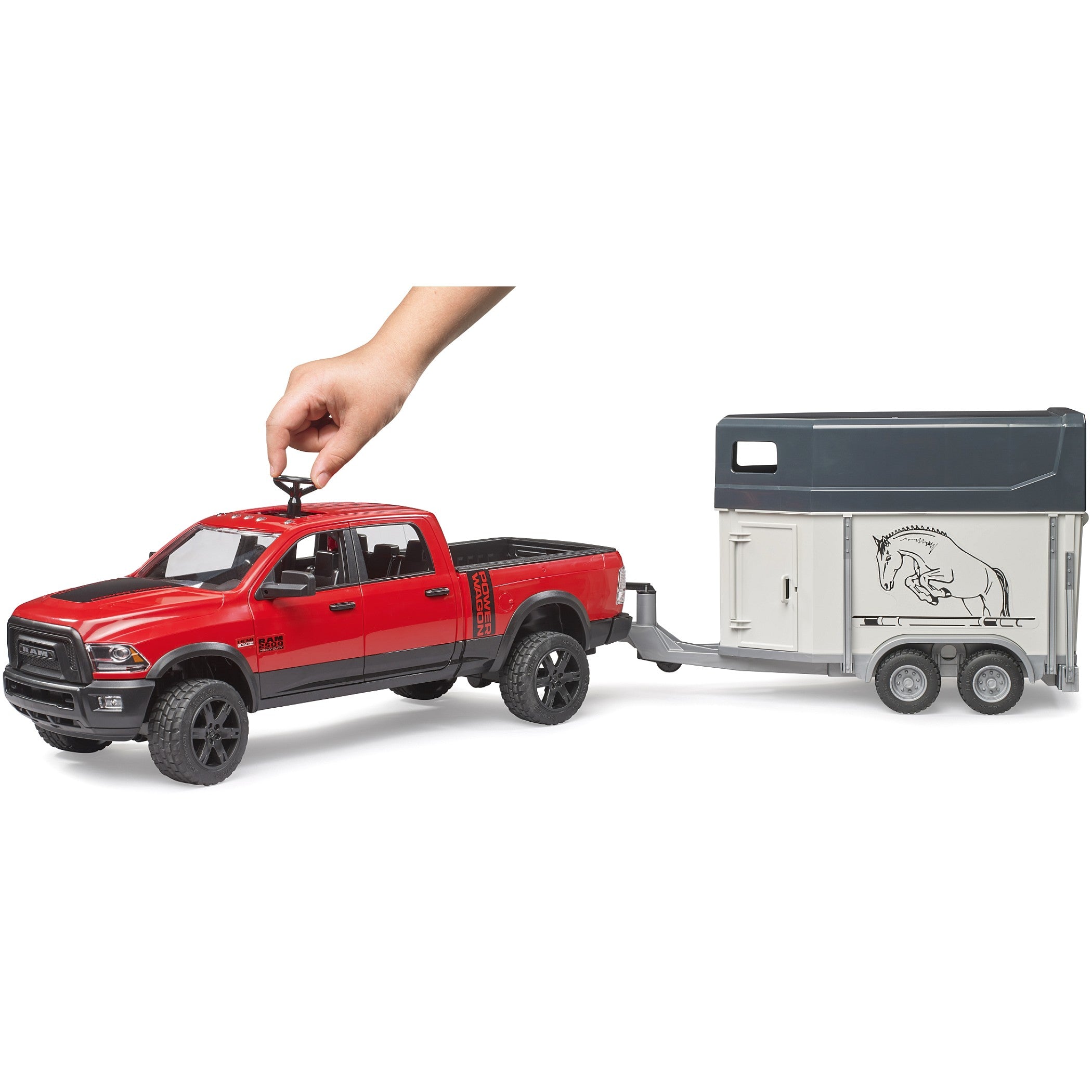 Bruder - RAM 2500 Power Wagon with Horse Trailer and Horse Scale 1:16