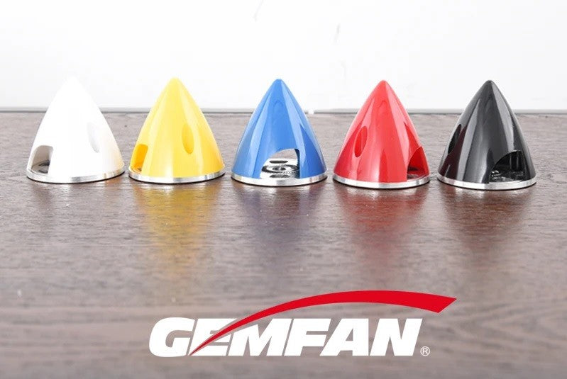 GEMFAN SPINNER 75MM BLACK ALUMINIUM BACKPLATE