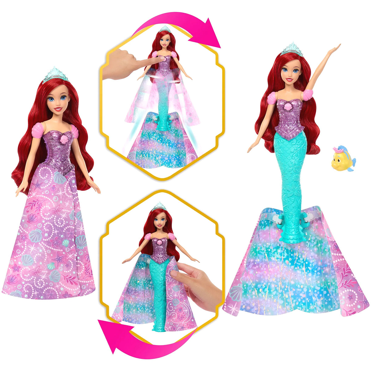 Disney - Princess Ariel Human To Mermaid Transforming Fashion Doll - Mattel