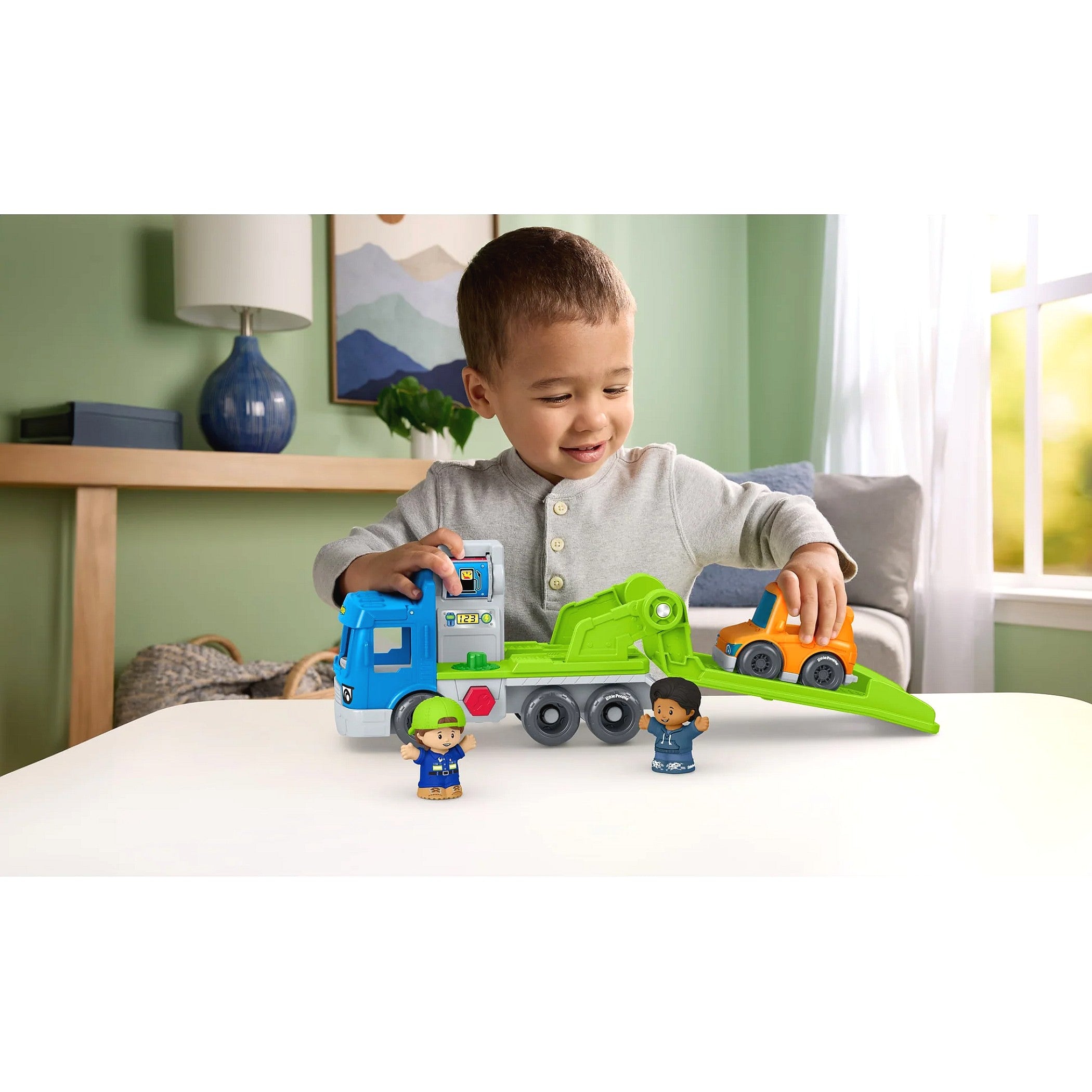 Fisher-Price - Little People Load & Roll Hauler Car Carrier Playset - Mattel