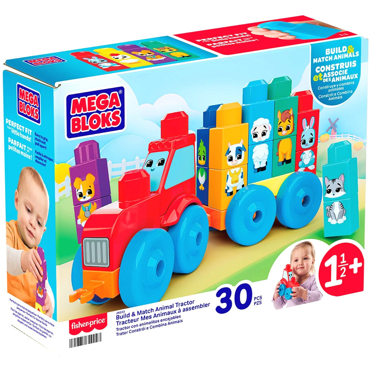 MEGA BLOKS - Build & Match Animal Tractor 30 Pieces - Fisher-price