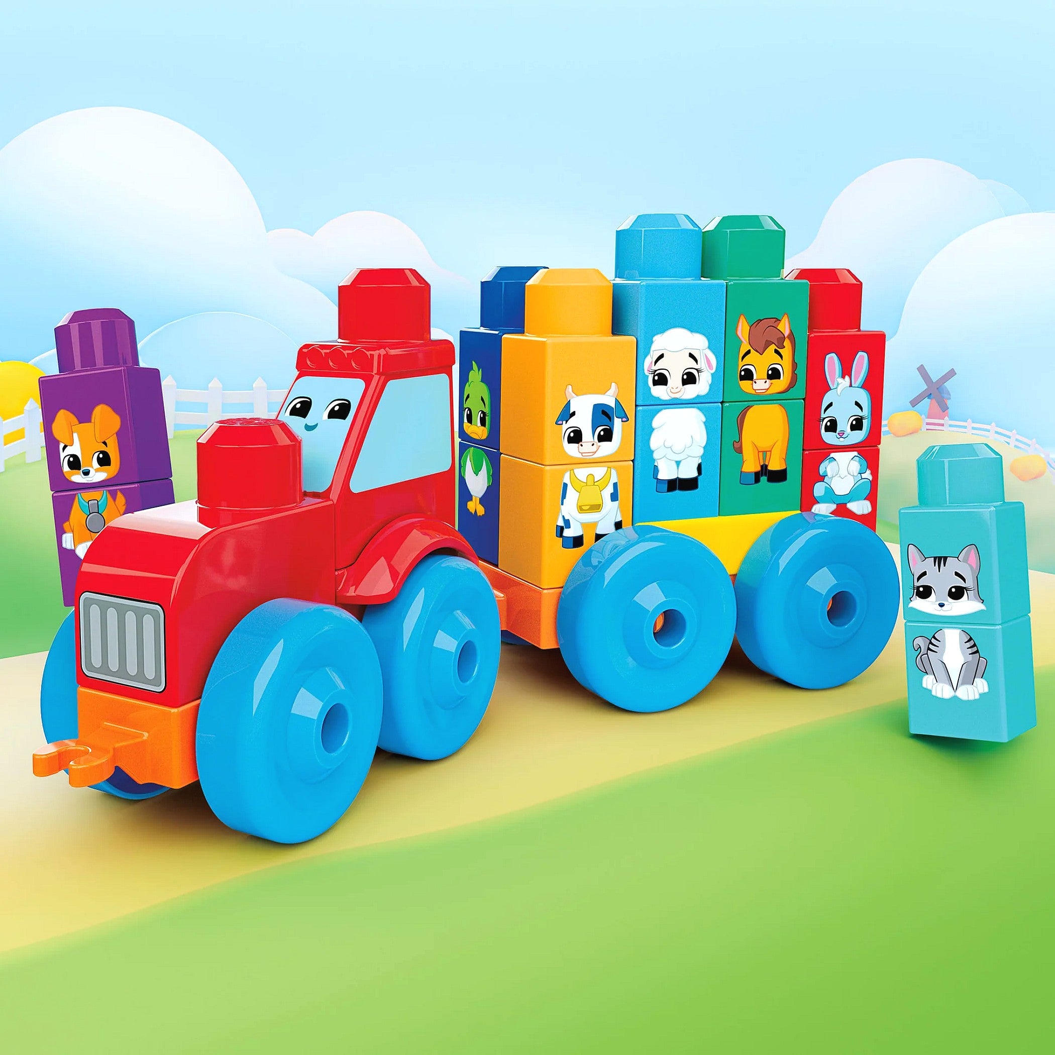 MEGA BLOKS - Build & Match Animal Tractor 30 Pieces - Fisher-price