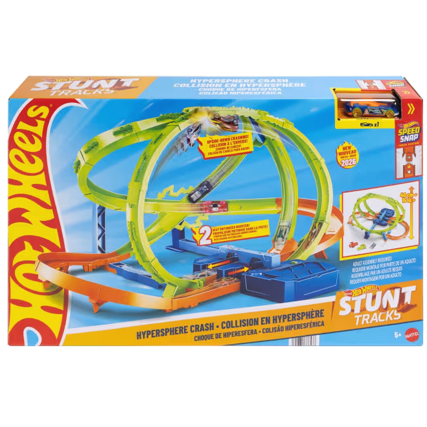 Hot Wheels - Stunt Tracks Hypersphere Crash With 1 Die-Cast Car Scale 1:64 - Mattel