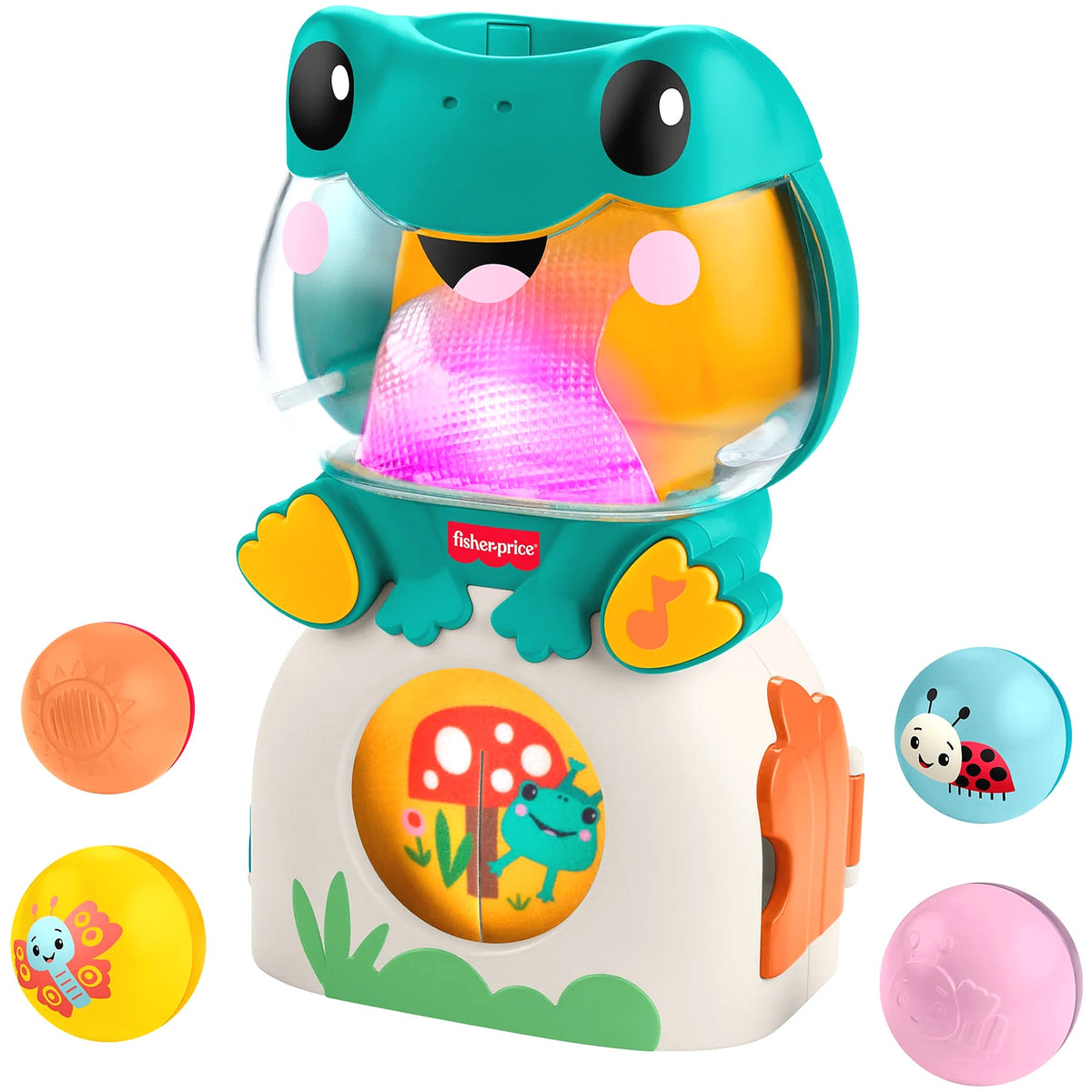 Fisher-Price - Light-Up & Roll Frog Musical Ball Drop Activity Toy - Mattel