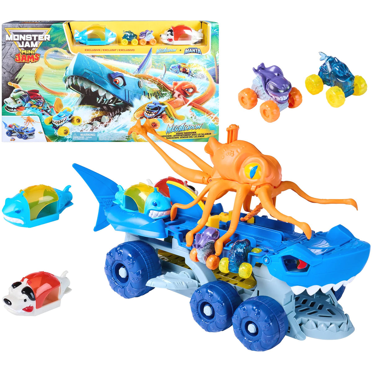 Monster Jam - Mini Jams Megalodon Squid Takedown Carrier Playset - Spin Master
