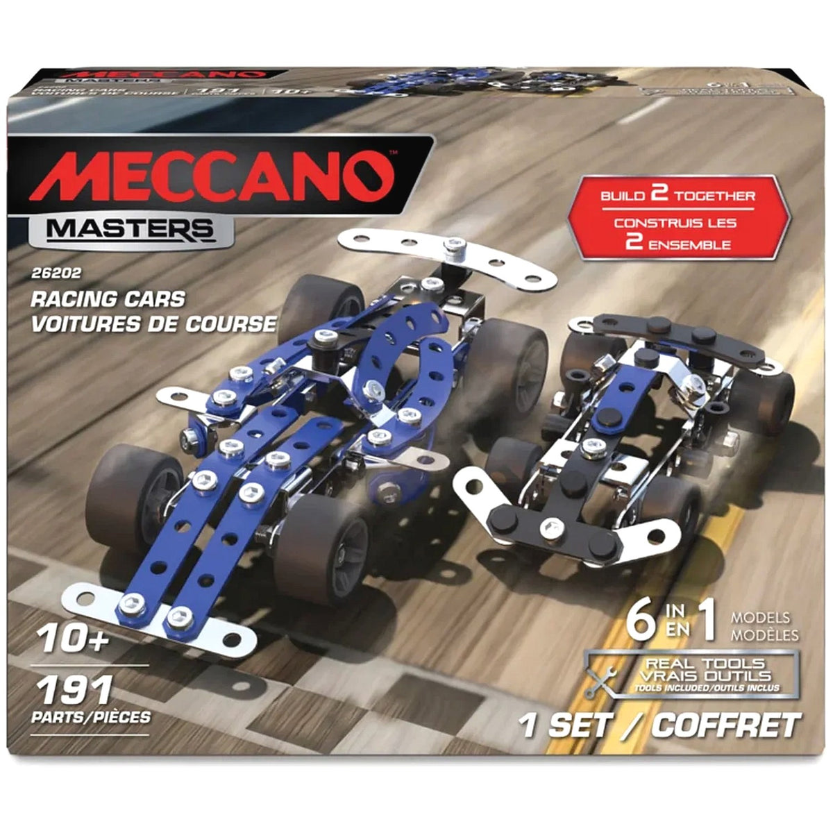 Meccano - Masters 6-in-1 Racing Cars 191 Pieces Model 26202