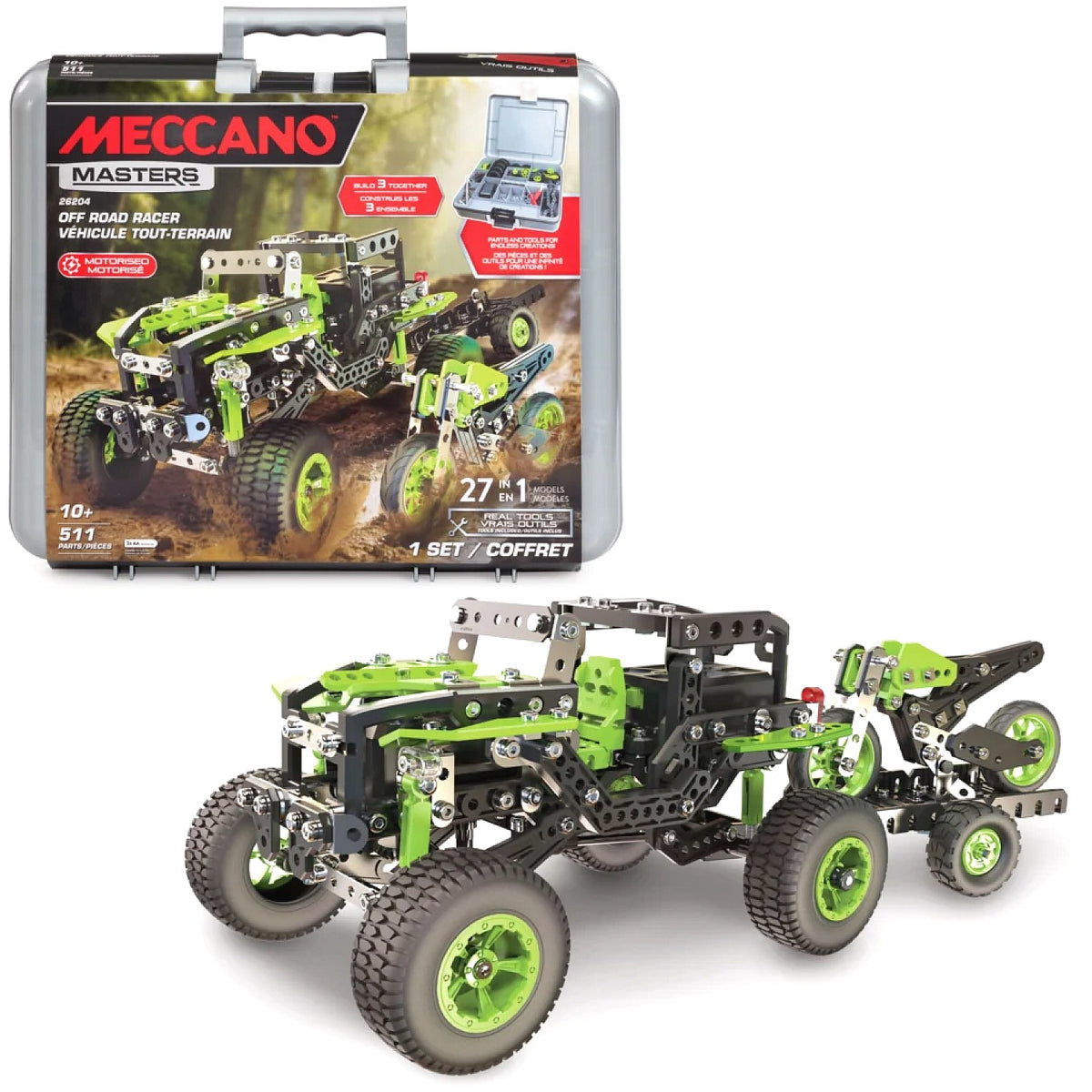 Meccano - Masters 27-in-1 Off Road Racer Case Set 511 Pieces Model 26204
