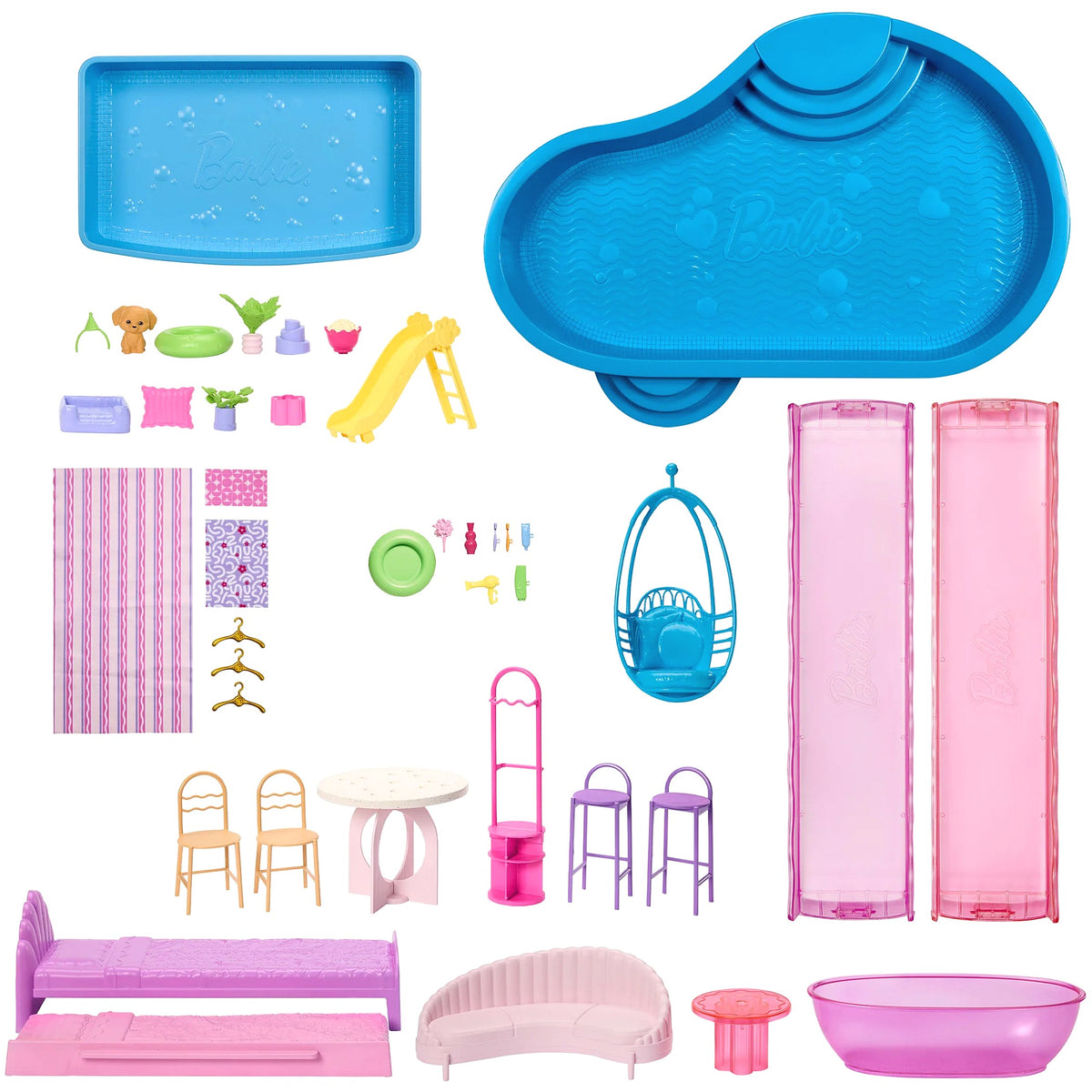 Barbie - Dream Land DreamHouse Dollhouse 2026 2 Pools 2 Slides 2 Houses Elevator with 3 Levels & 65+ Pieces Including Furniture & Accessories - Mattel