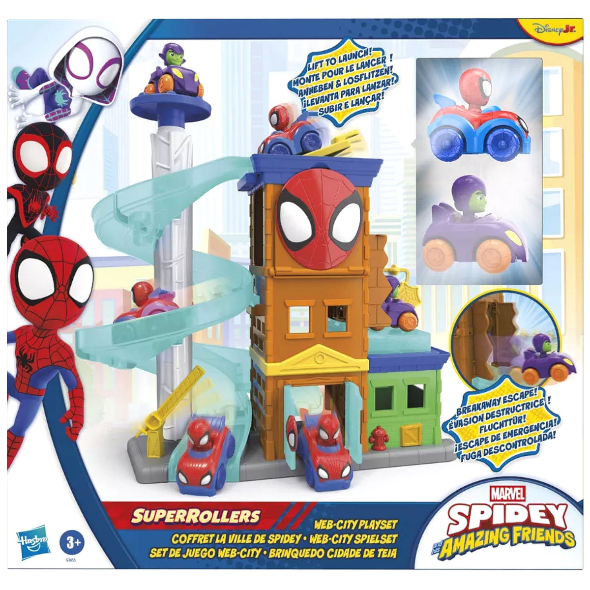 Marvel - Spidey and His Amazing Friends SuperRollers Webcity Playset Action Figure - Hasbro