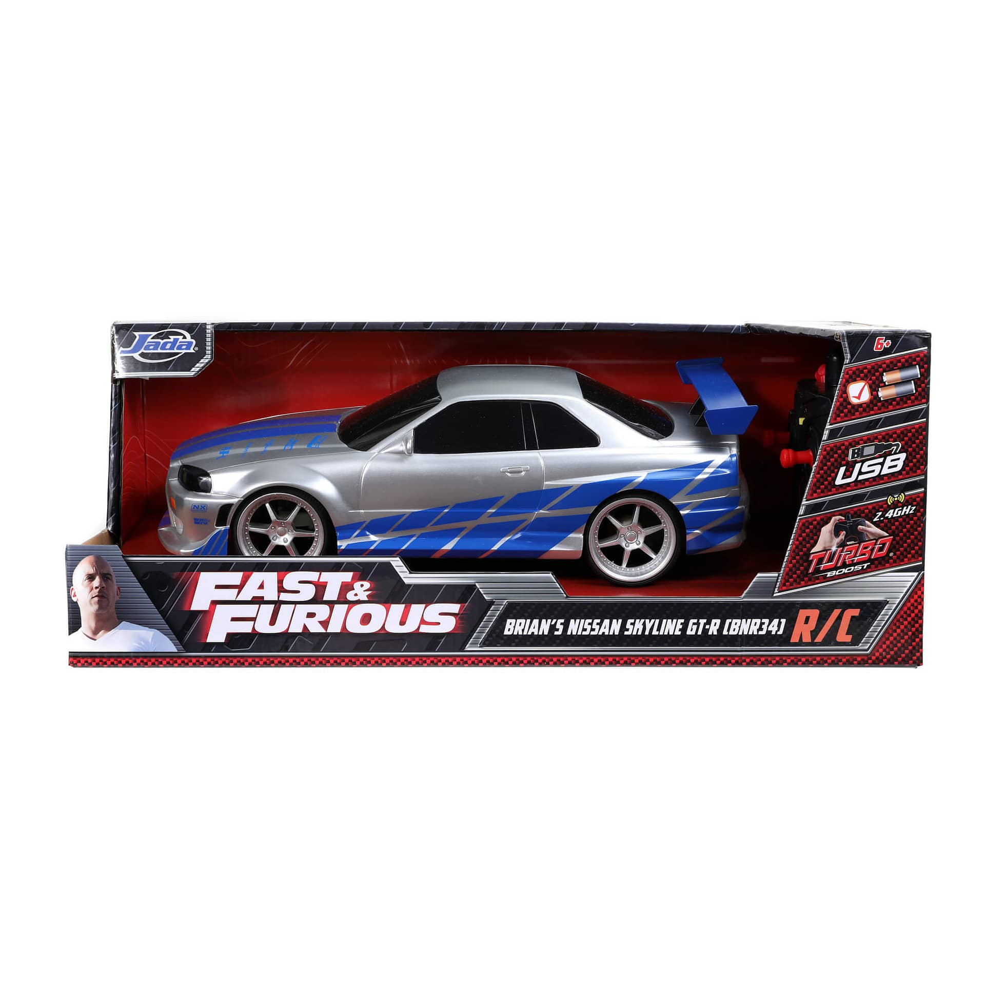 Fast & Furious - Rc Brian's 2002 Nissan Skyline Gt-r (bnr34) (1:16) Remote Control