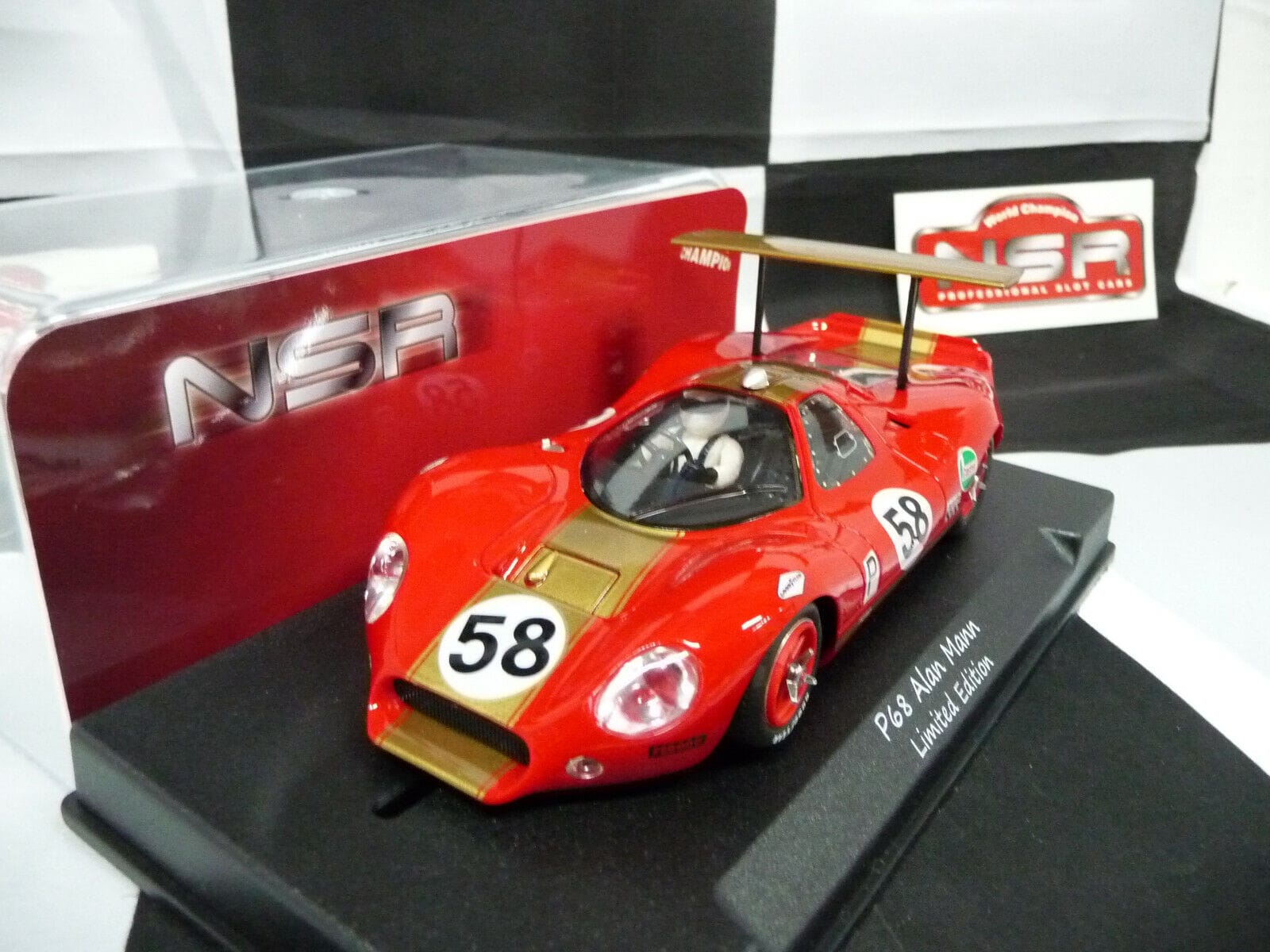 NSR - 1:32 1146SW P68 BOAC 500 A.Mann 1969 No.58 slot car also suits scalex/carrera