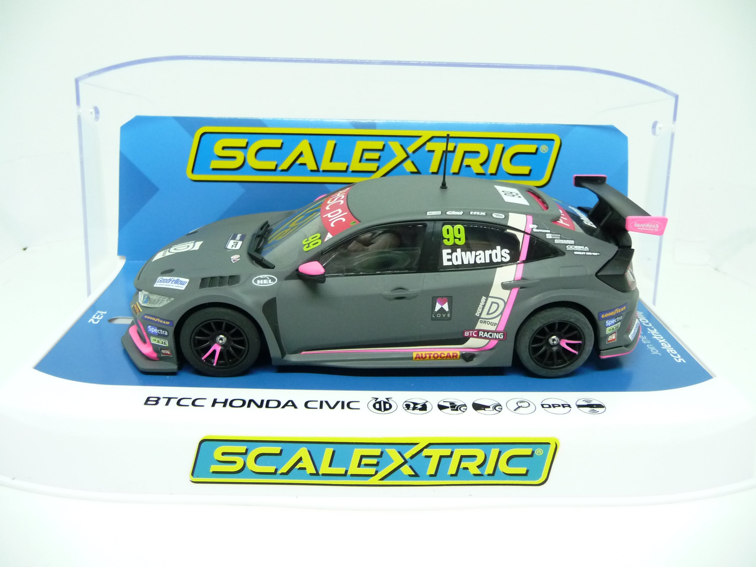 Scalextric - C4317 Honda Civic Type R BTCC 2021 Jade Edwards slot car also suits Carrera