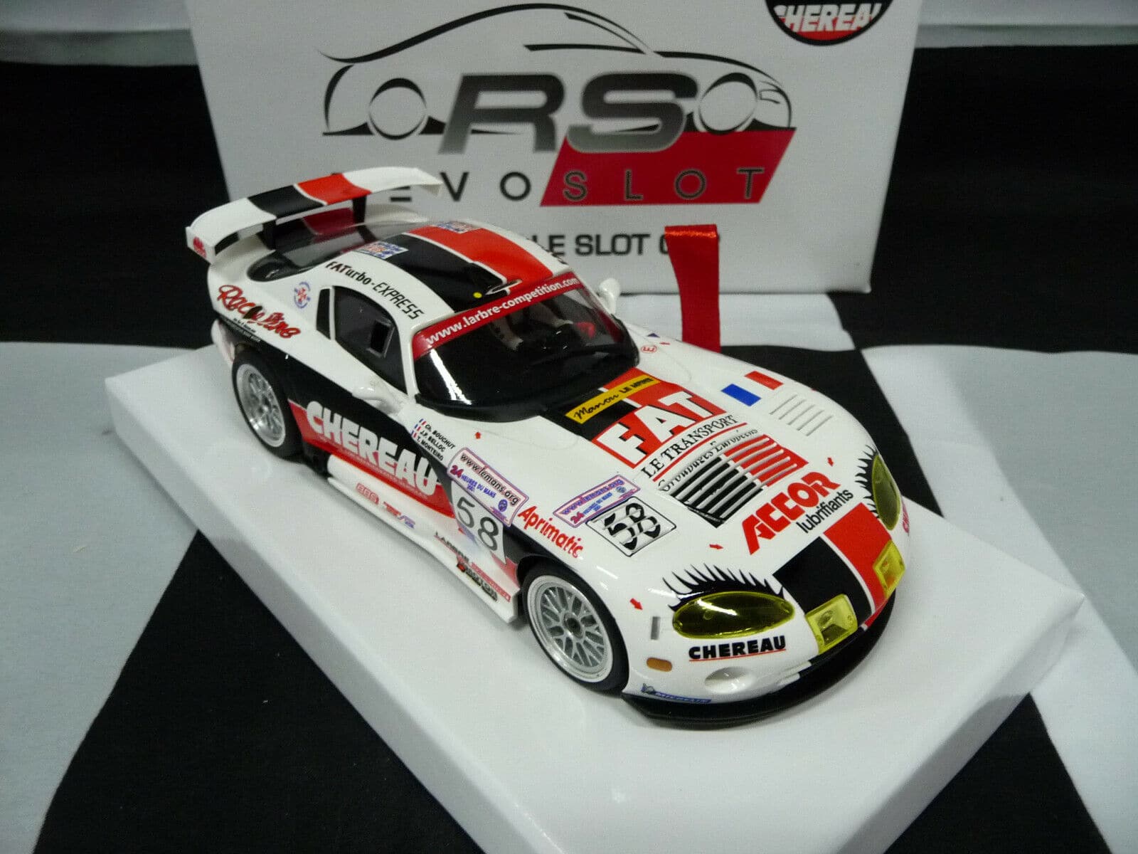 Revoslot - 1:32 RS0034 Dodge Viper Chereu Racing White No58 Scalextric/Carrera