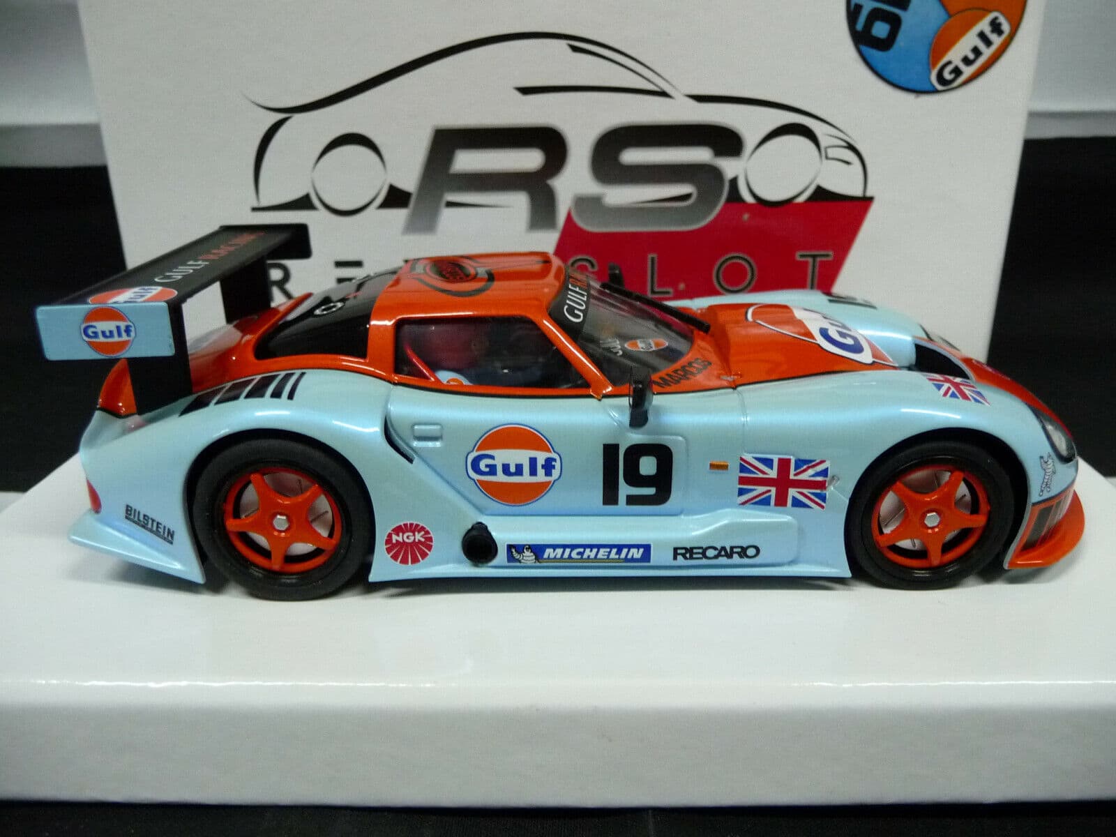 Revoslot - 1:32 RS0070 Marcos Gulf Racing No19 slot car also suits Scalextric/Carrera